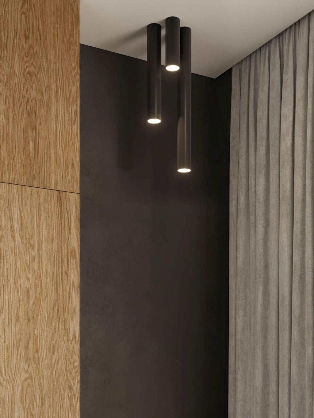 Plafonnier Otis, haut. 40 cm - Noir, mat