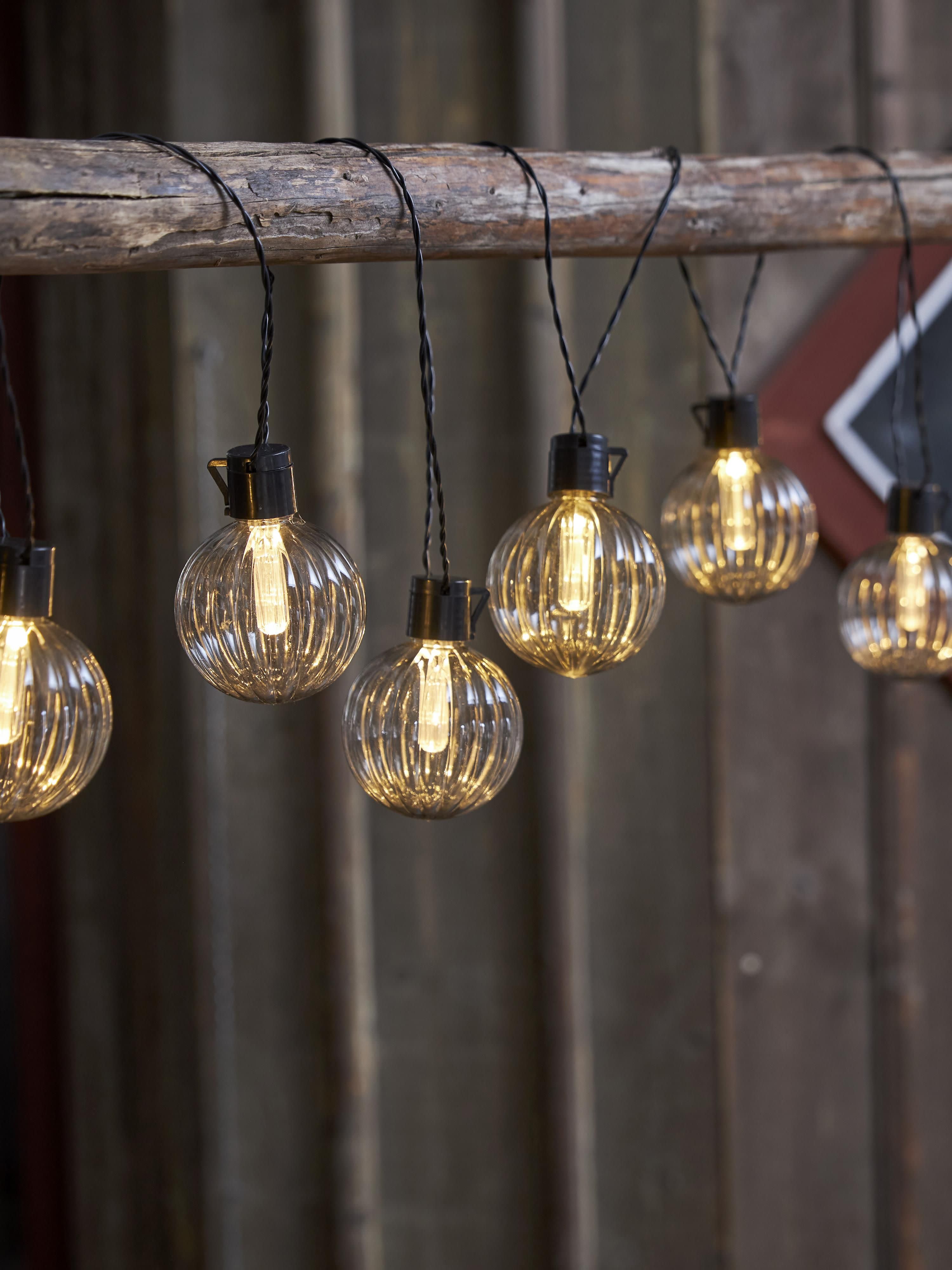 Guirlande lumineuse LED d'extérieur Njord - Noir, gris transparent