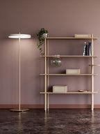 Lampadaire LED Kurt, intensité ajustable - Blanc cassé, doré