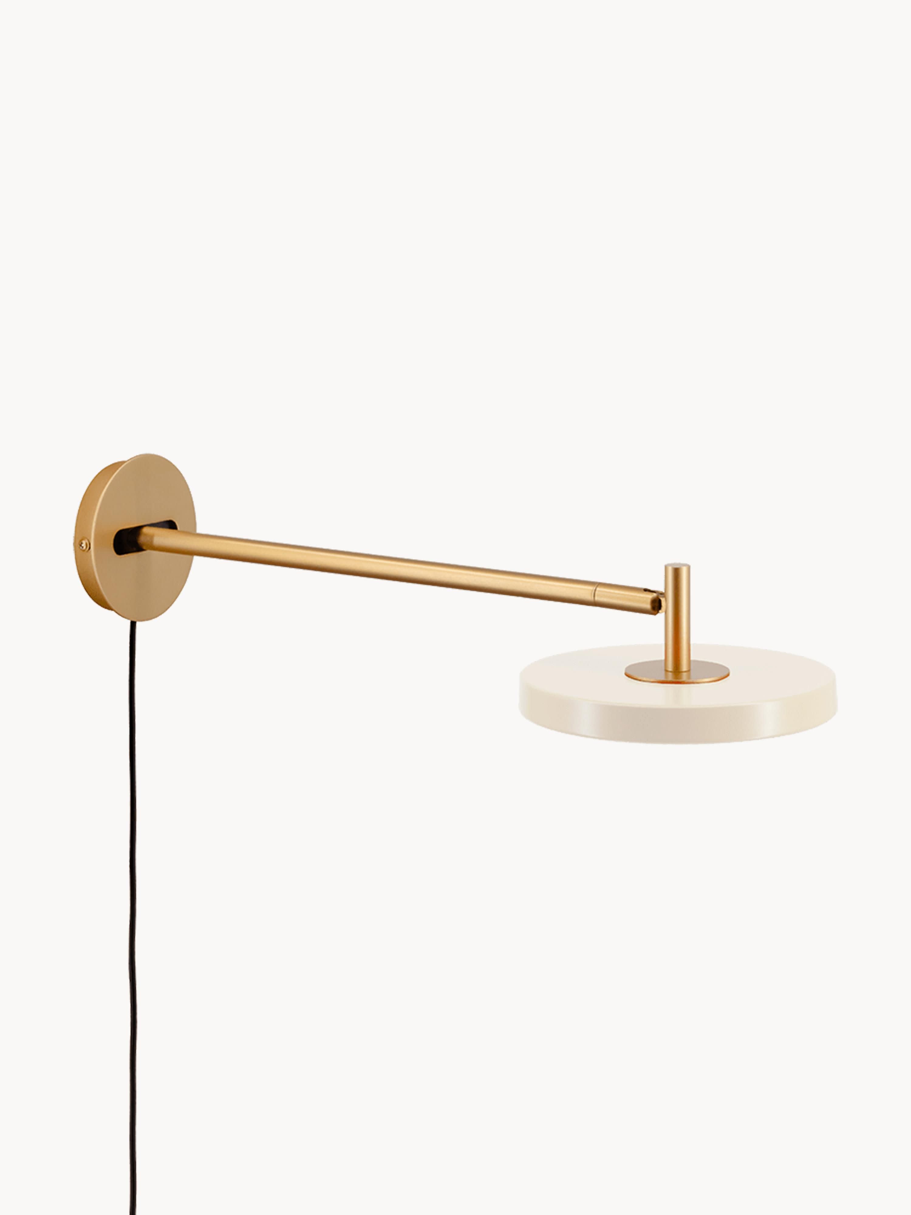 Grande applique murale LED ajustable avec prise secteur Kurt, intensité ajustable - Blanc cassé, doré