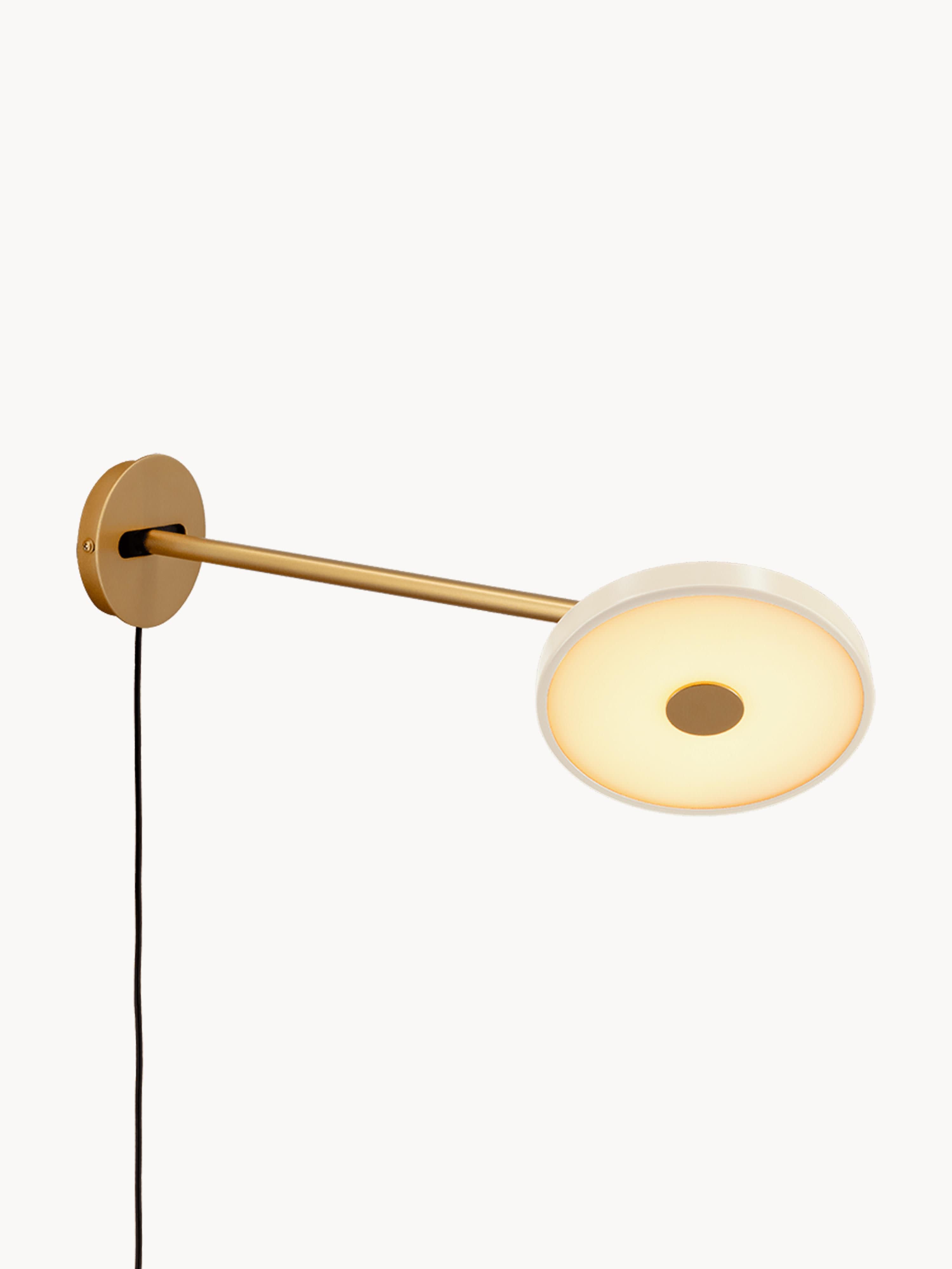 Grande applique murale LED ajustable avec prise secteur Kurt, intensité ajustable - Blanc cassé, doré