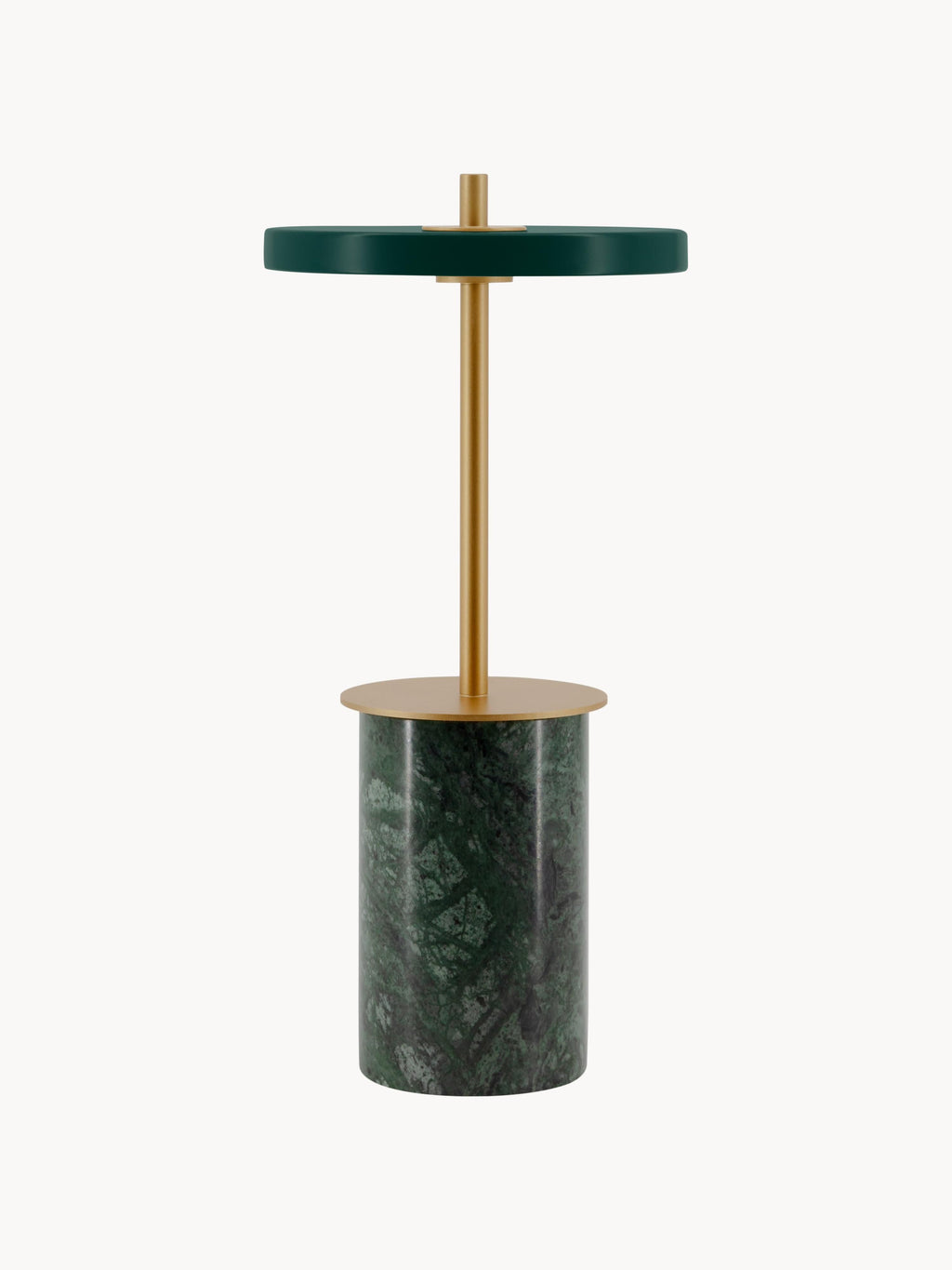 Petite lampe à poser LED mobile en marbre Kurt, intensité ajustable - Vert foncé marbré, doré