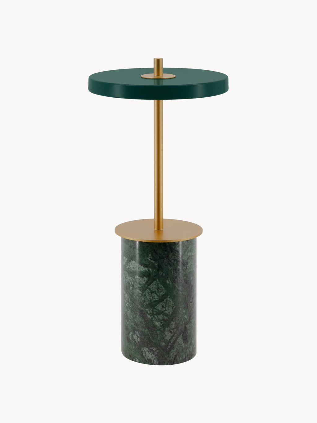 Petite lampe à poser LED mobile en marbre Kurt, intensité ajustable - Vert foncé marbré, doré