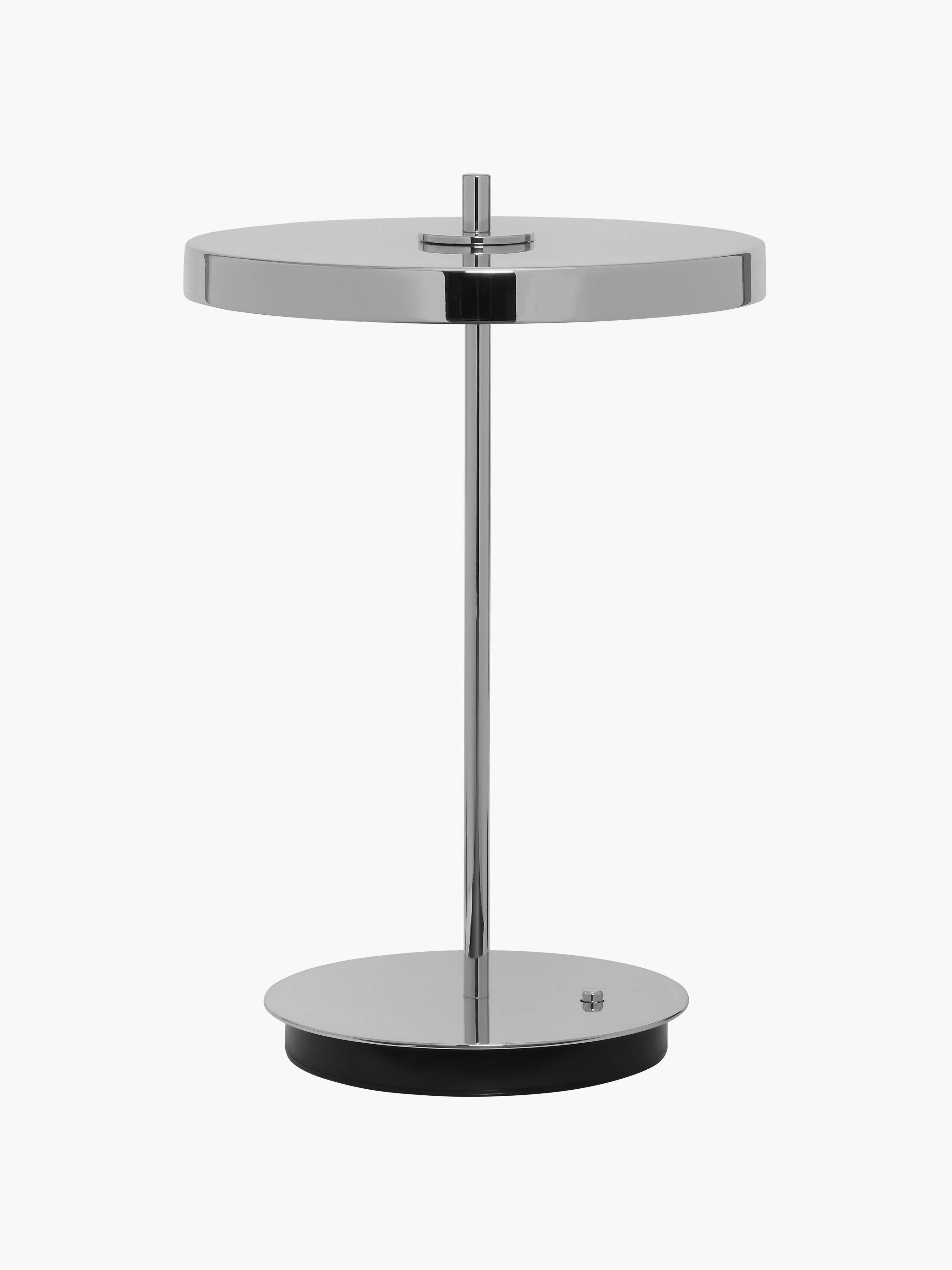 Petite lampe à poser LED mobile Kurt, intensité ajustable - Argenté