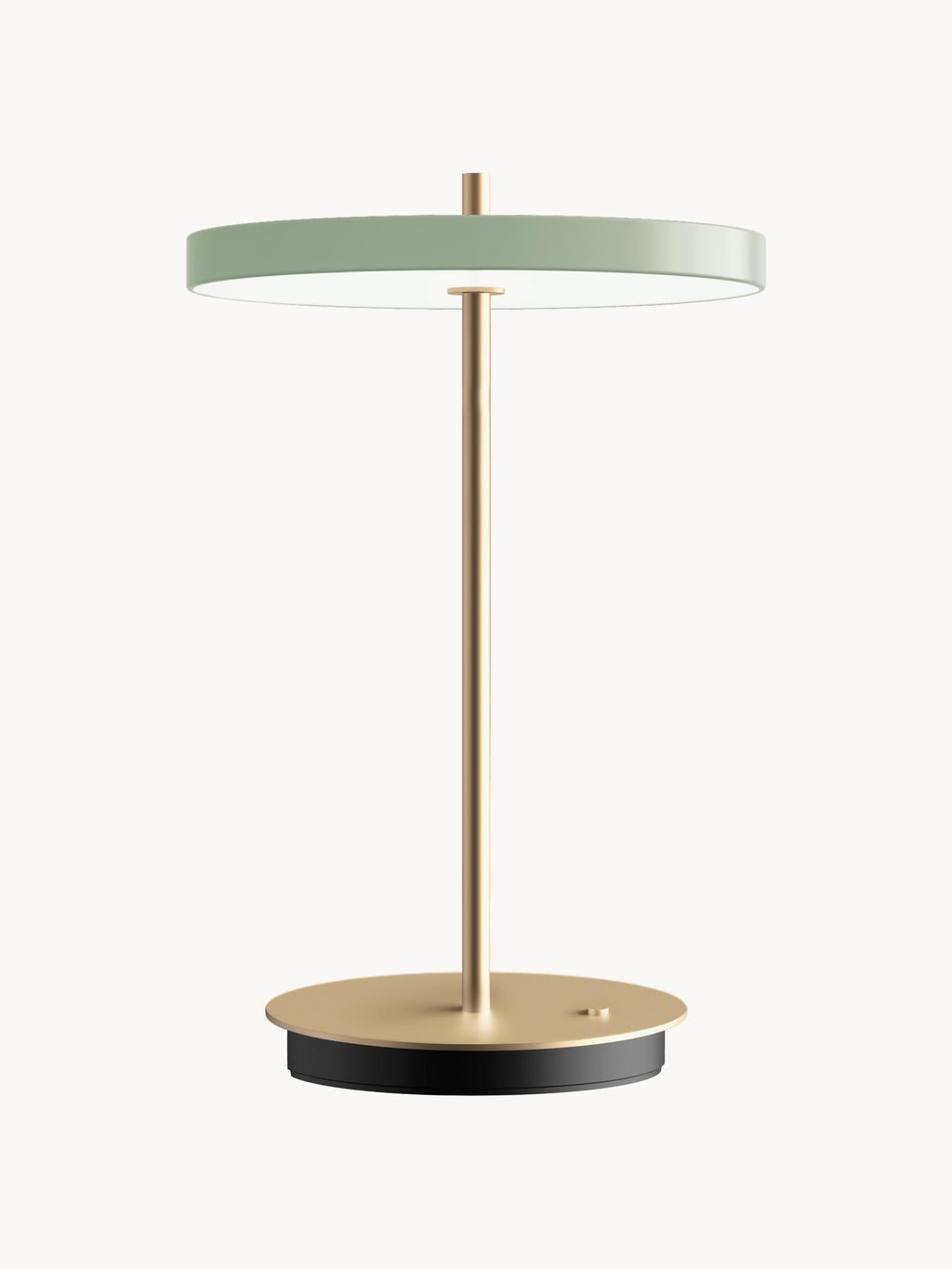 Petite lampe à poser LED mobile Kurt, intensité ajustable - Vert sauge, doré