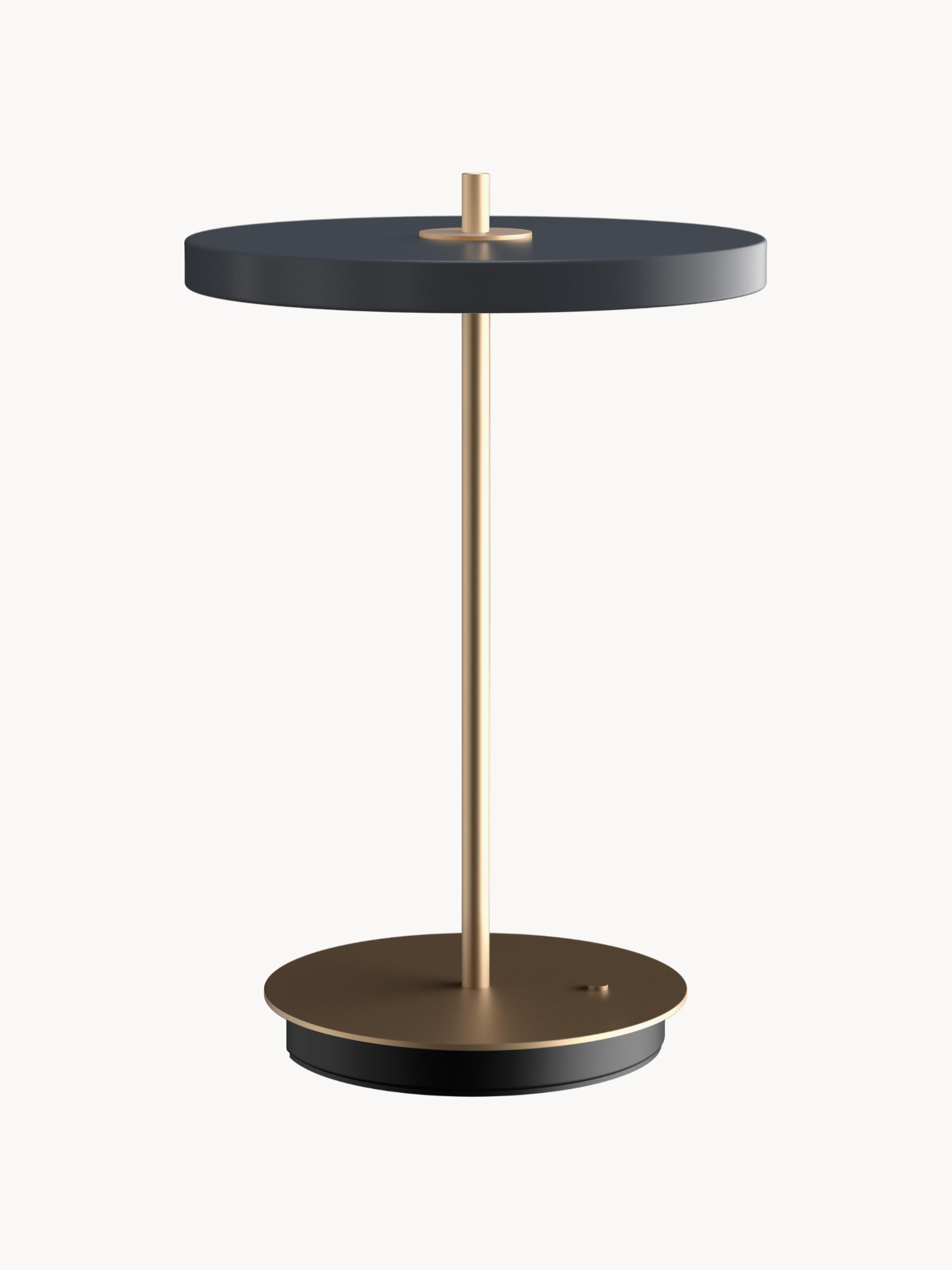 Petite lampe à poser LED mobile Kurt, intensité ajustable - Anthracite, doré