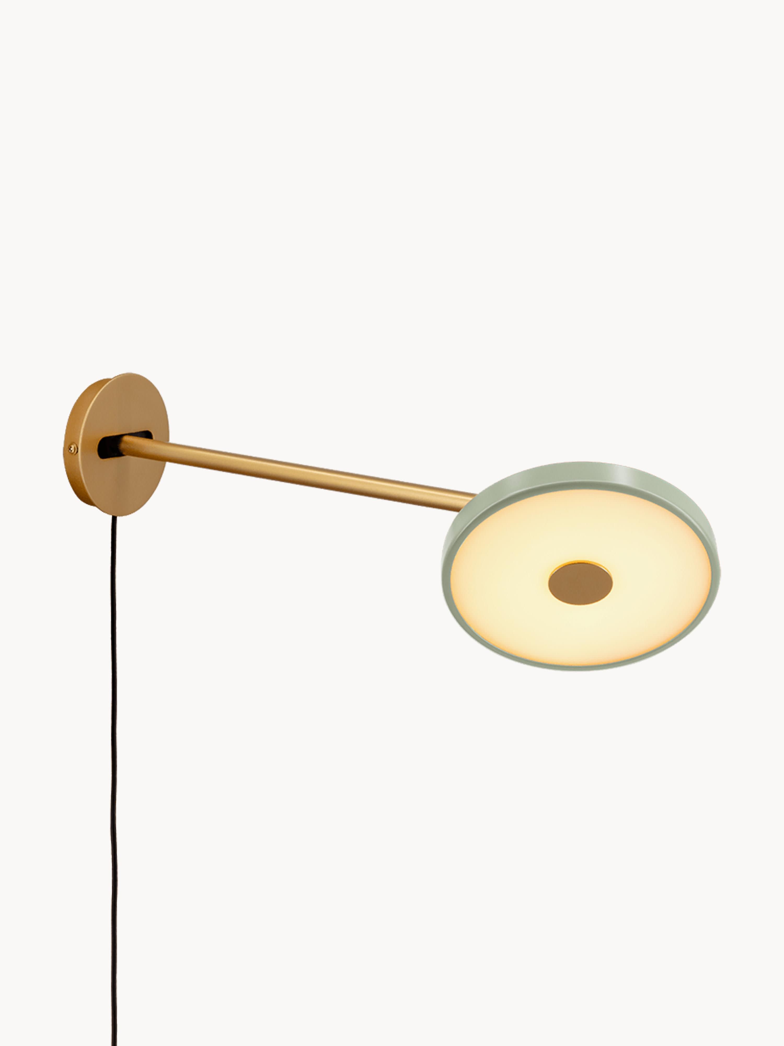 Grande applique murale LED ajustable avec prise secteur Kurt, intensité ajustable - Vert sauge, doré