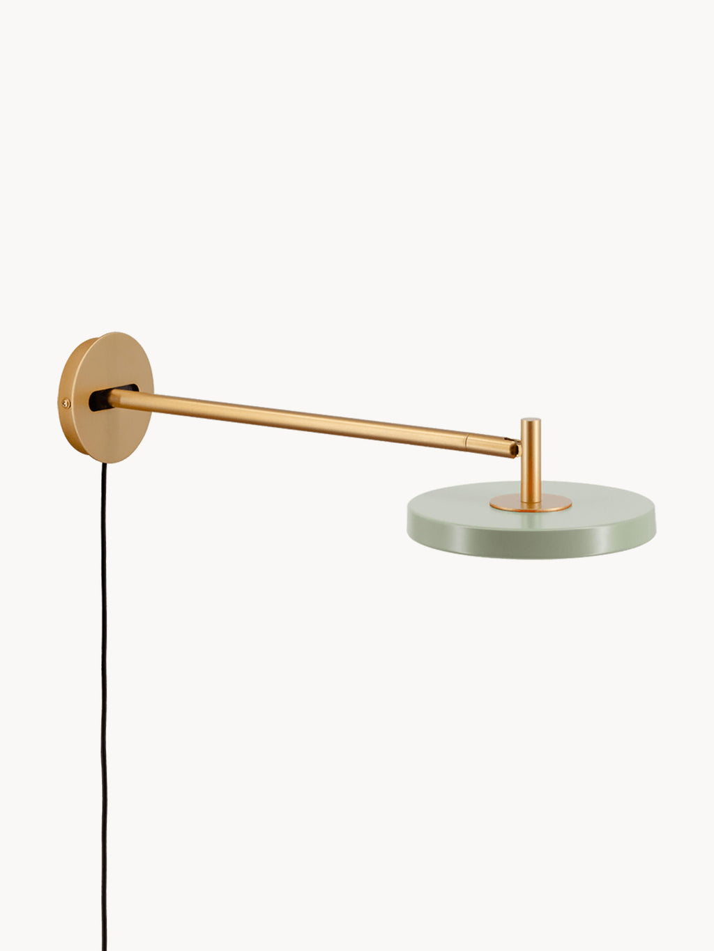 Grande applique murale LED ajustable avec prise secteur Kurt, intensité ajustable - Vert sauge, doré