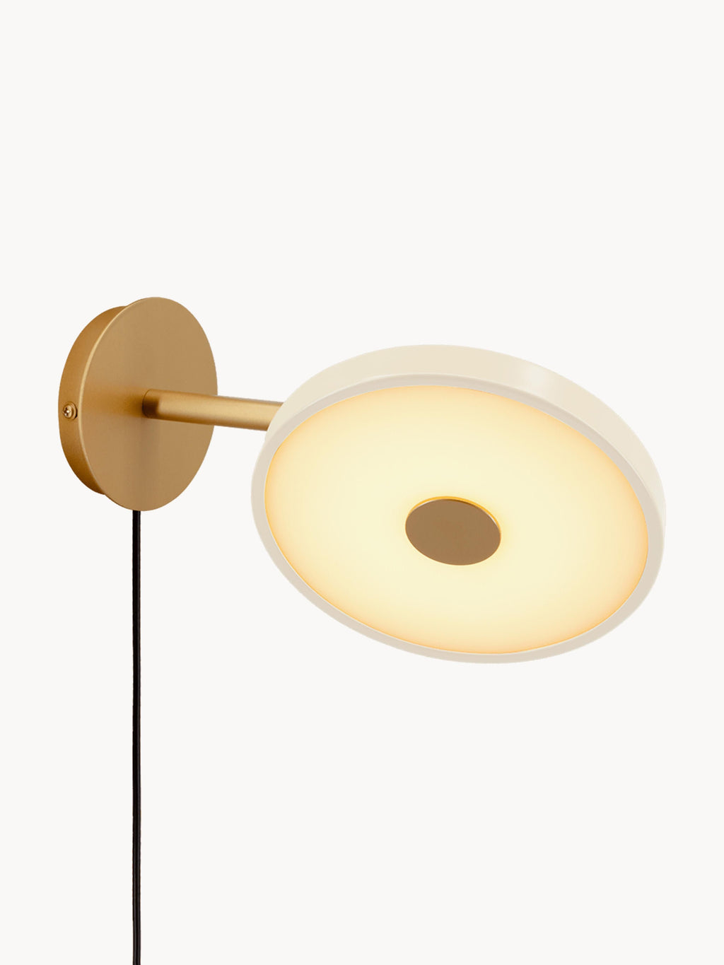 Applique murale LED ajustable avec prise secteur Kurt, intensité ajustable - Blanc cassé, doré