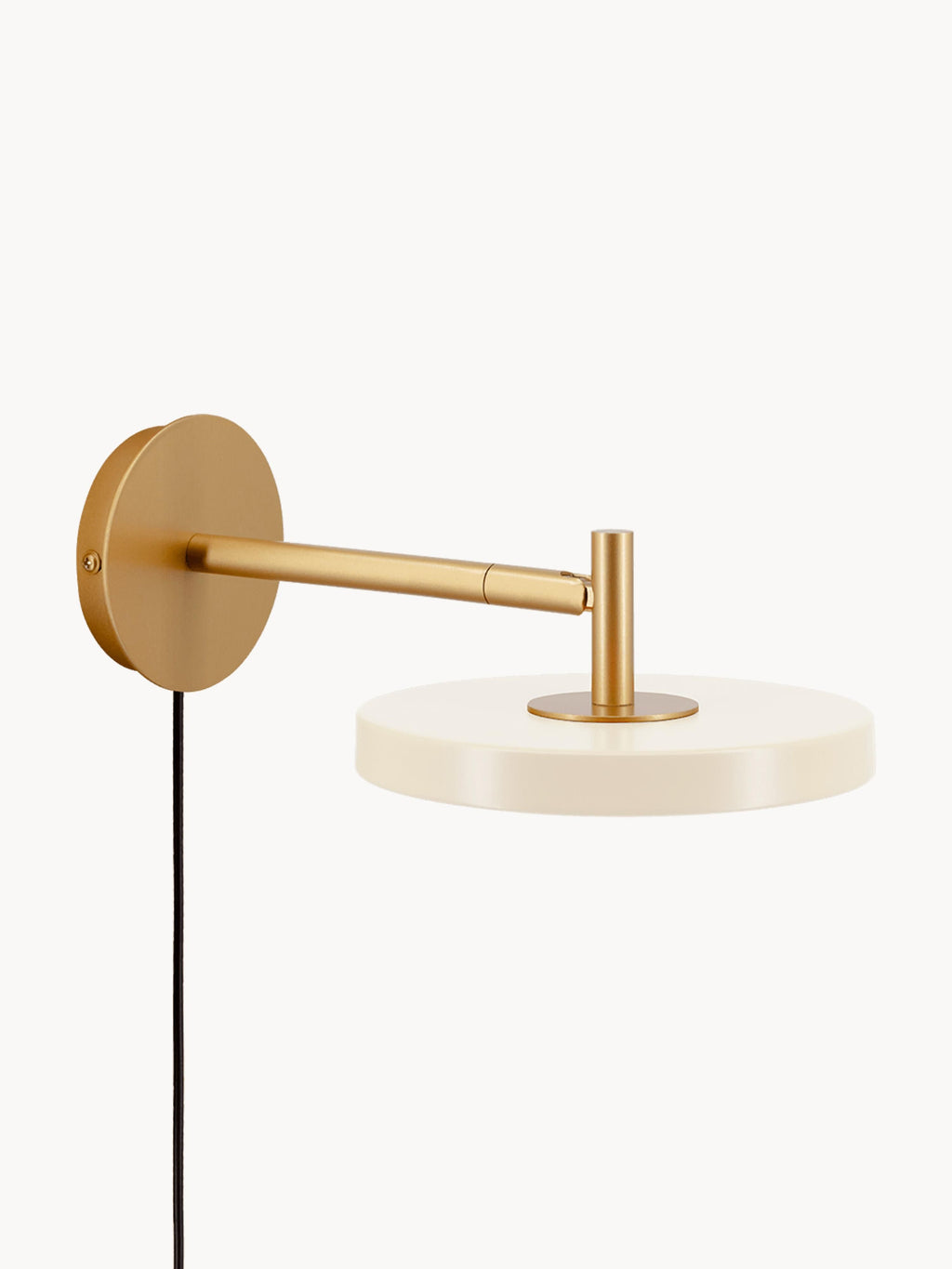 Applique murale LED ajustable avec prise secteur Kurt, intensité ajustable - Blanc cassé, doré