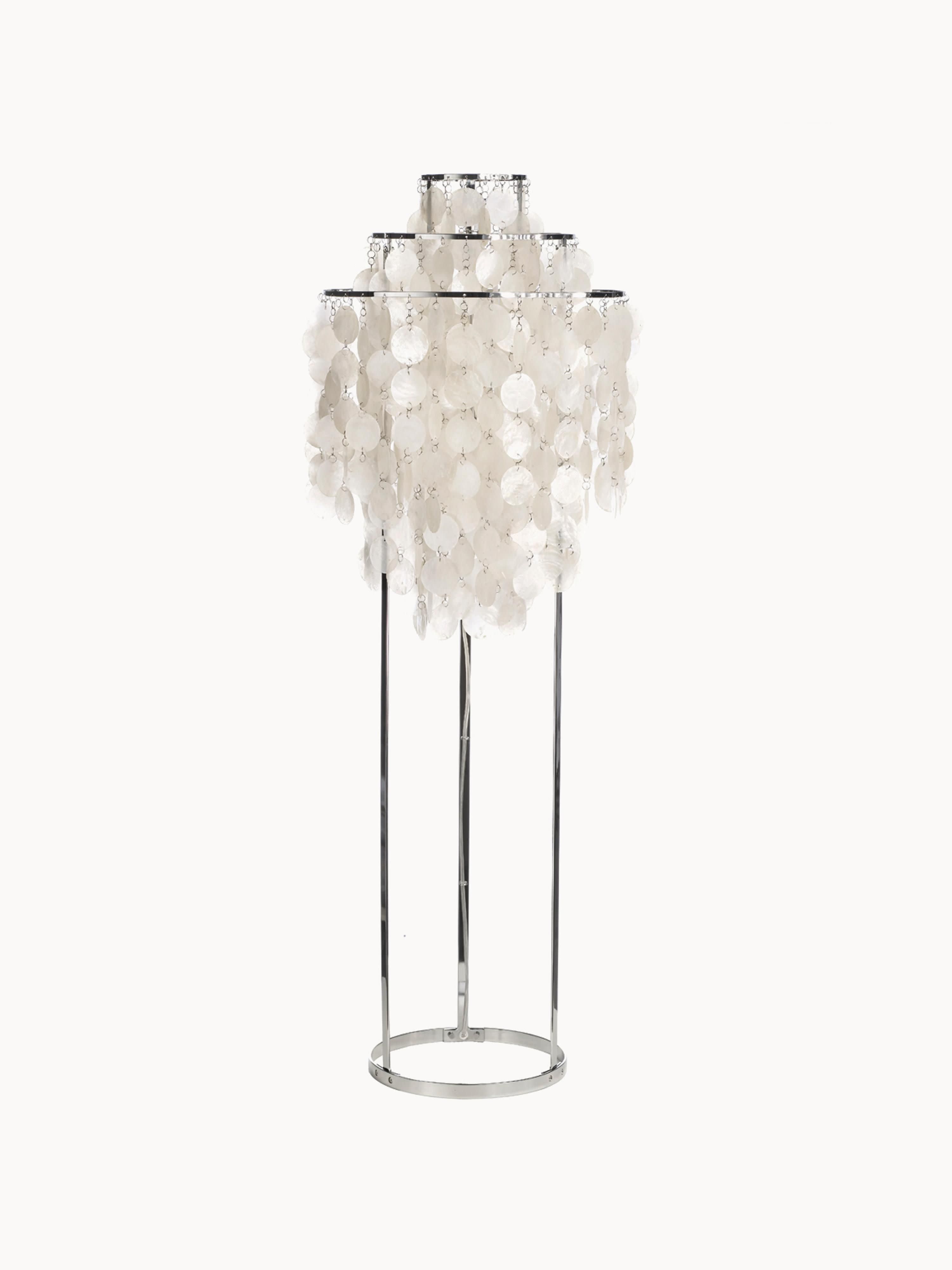 Petit lampadaire Fun 1STM, design Verner Panton - Argenté, blanc cassé