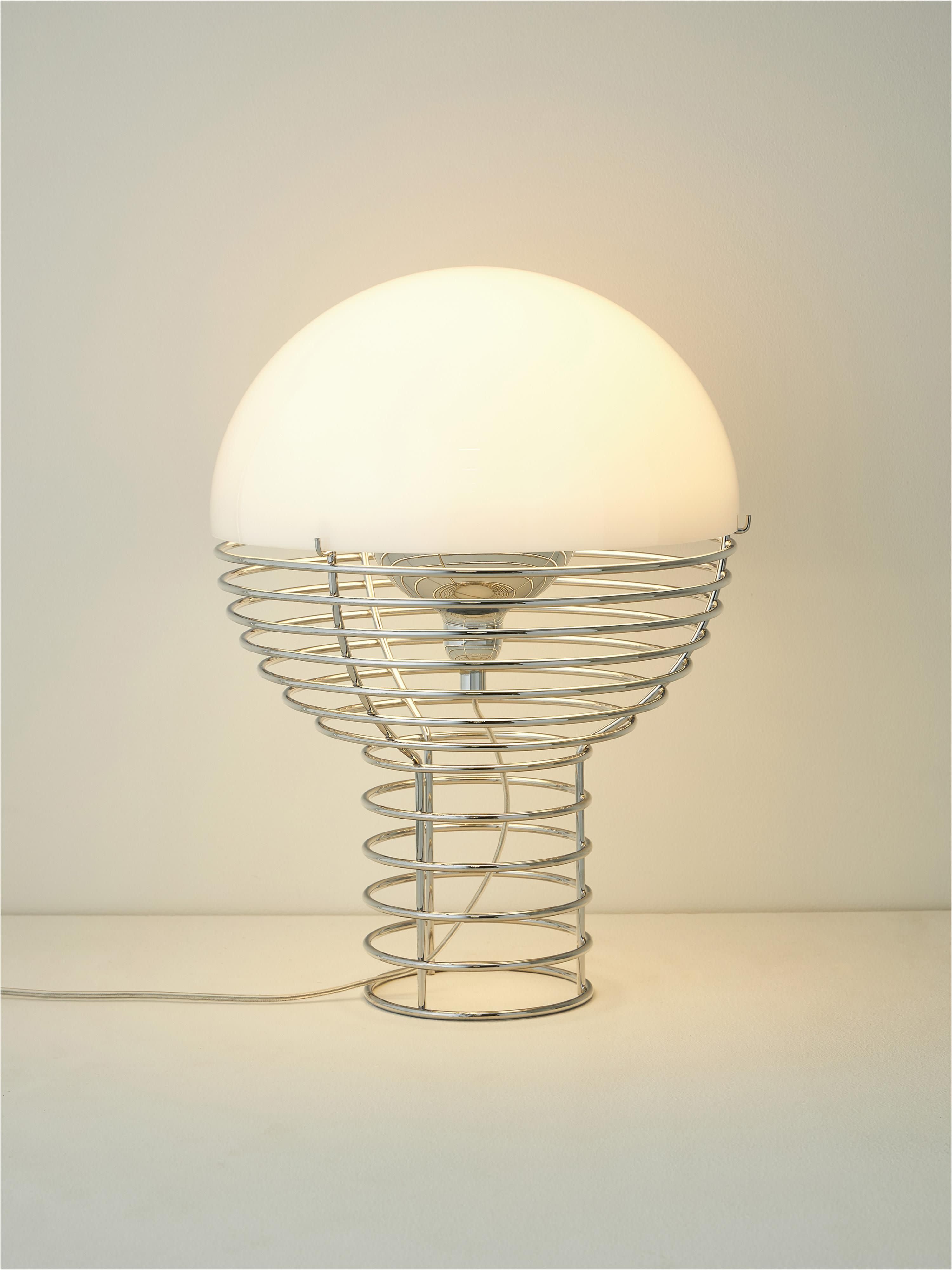 Lampe à poser Volmer, design Verner Panton - Argenté, blanc