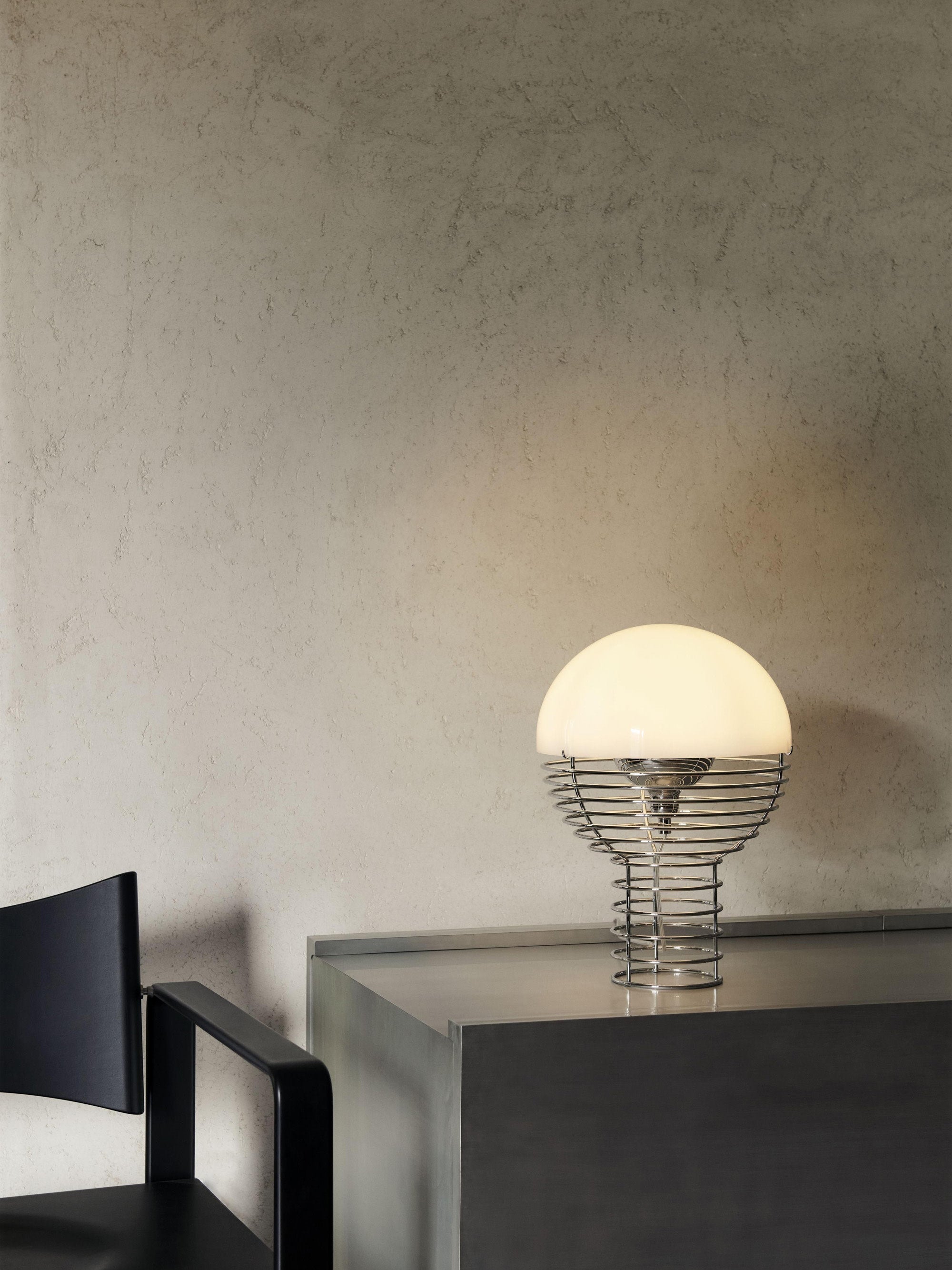 Lampe à poser Volmer, design Verner Panton - Argenté, blanc
