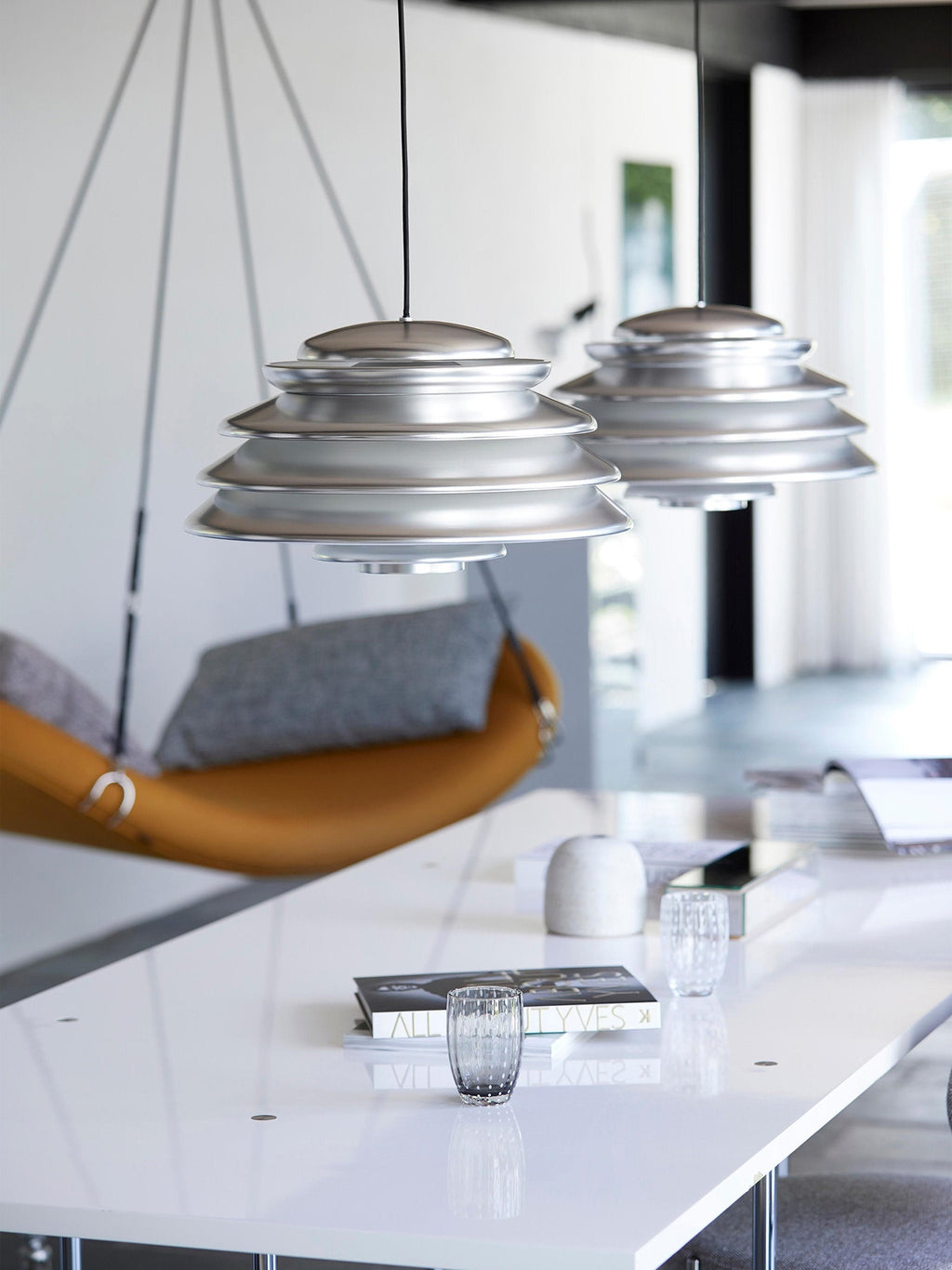 Suspension Colan, design Verner Panton - Argenté
