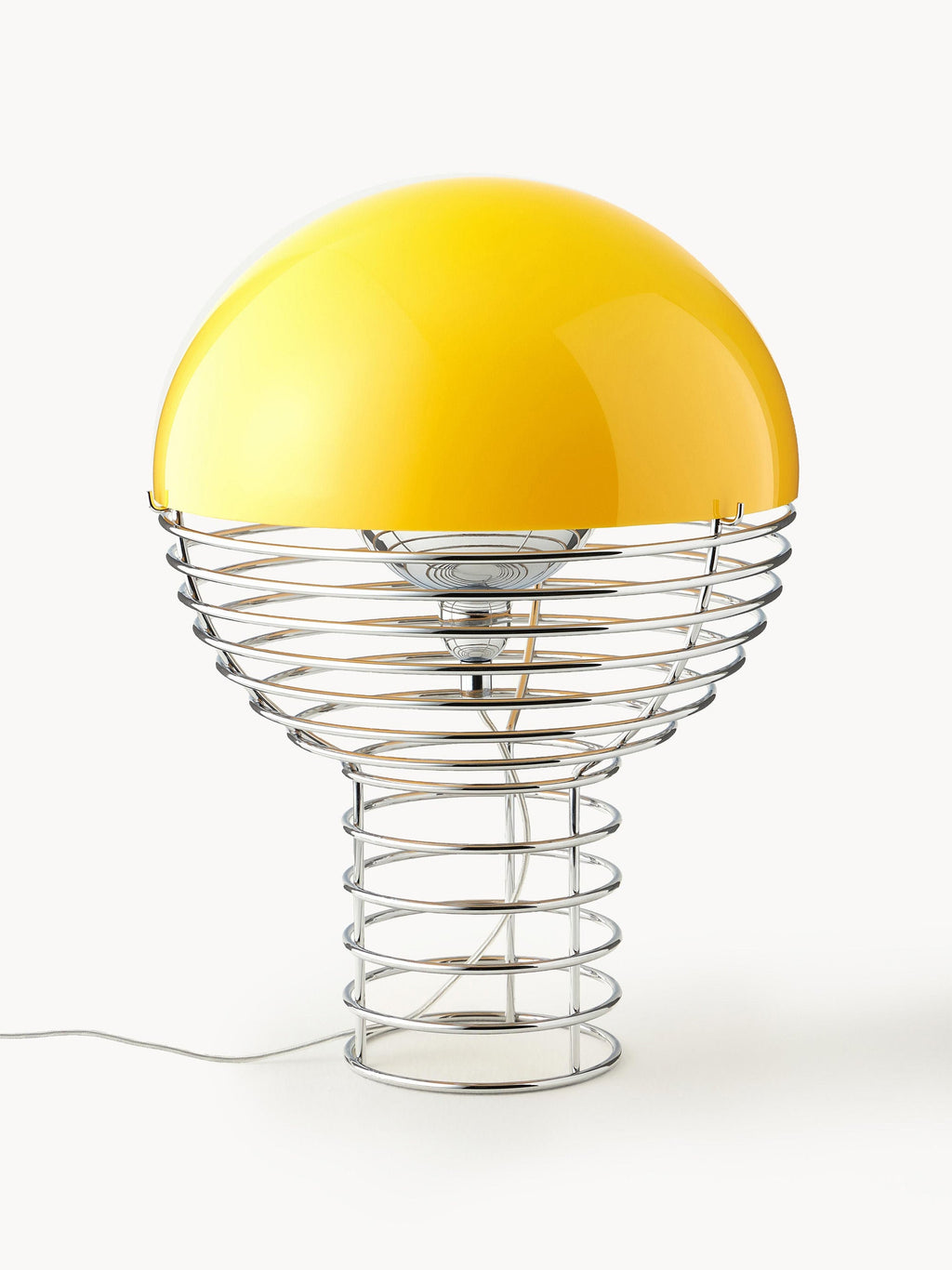 Lampe à poser Volmer, design Verner Panton - Argenté, jaune soleil
