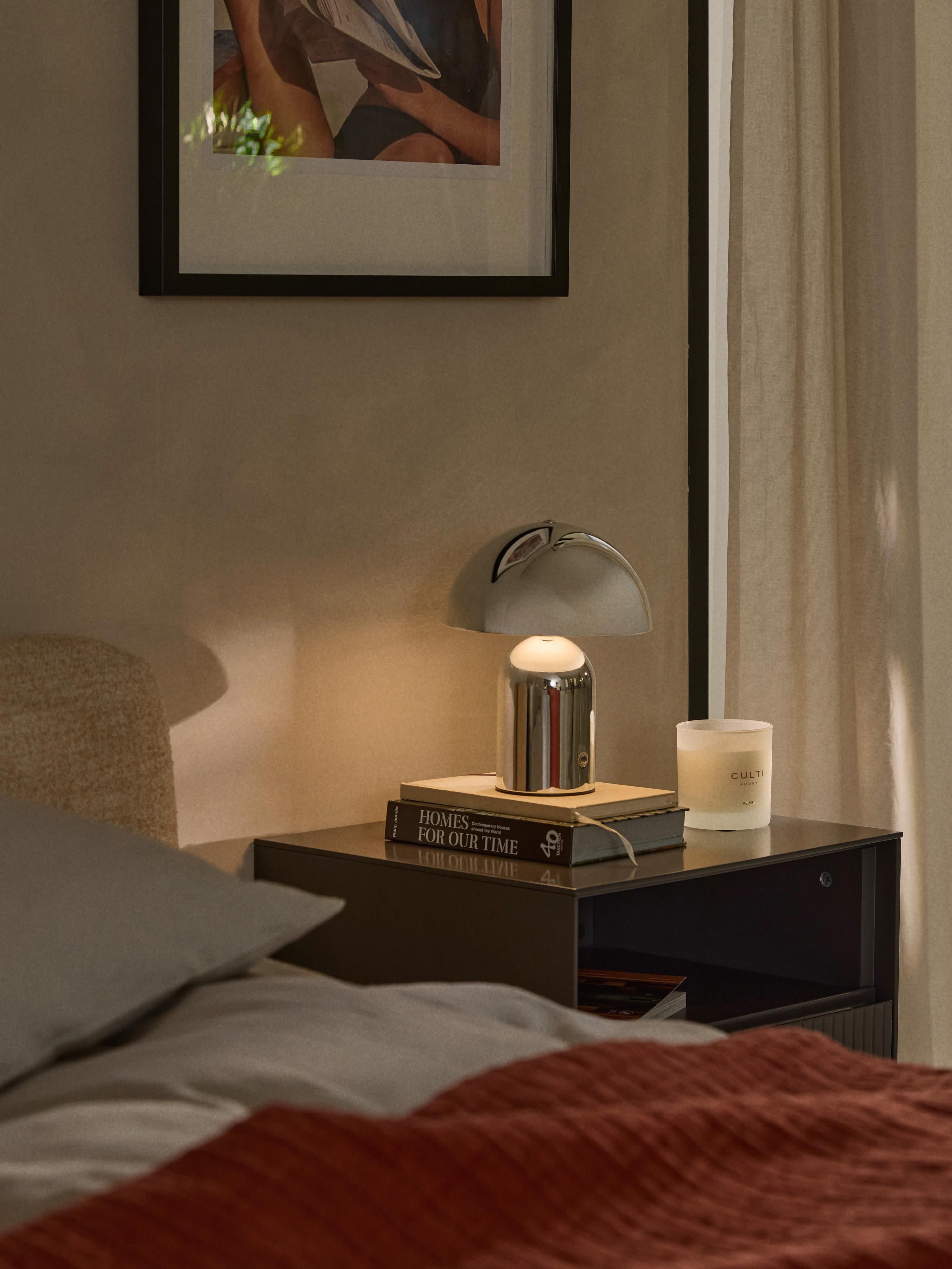 Petite lampe à poser LED mobile Elmo, intensité ajustable - Argenté, haute brillance