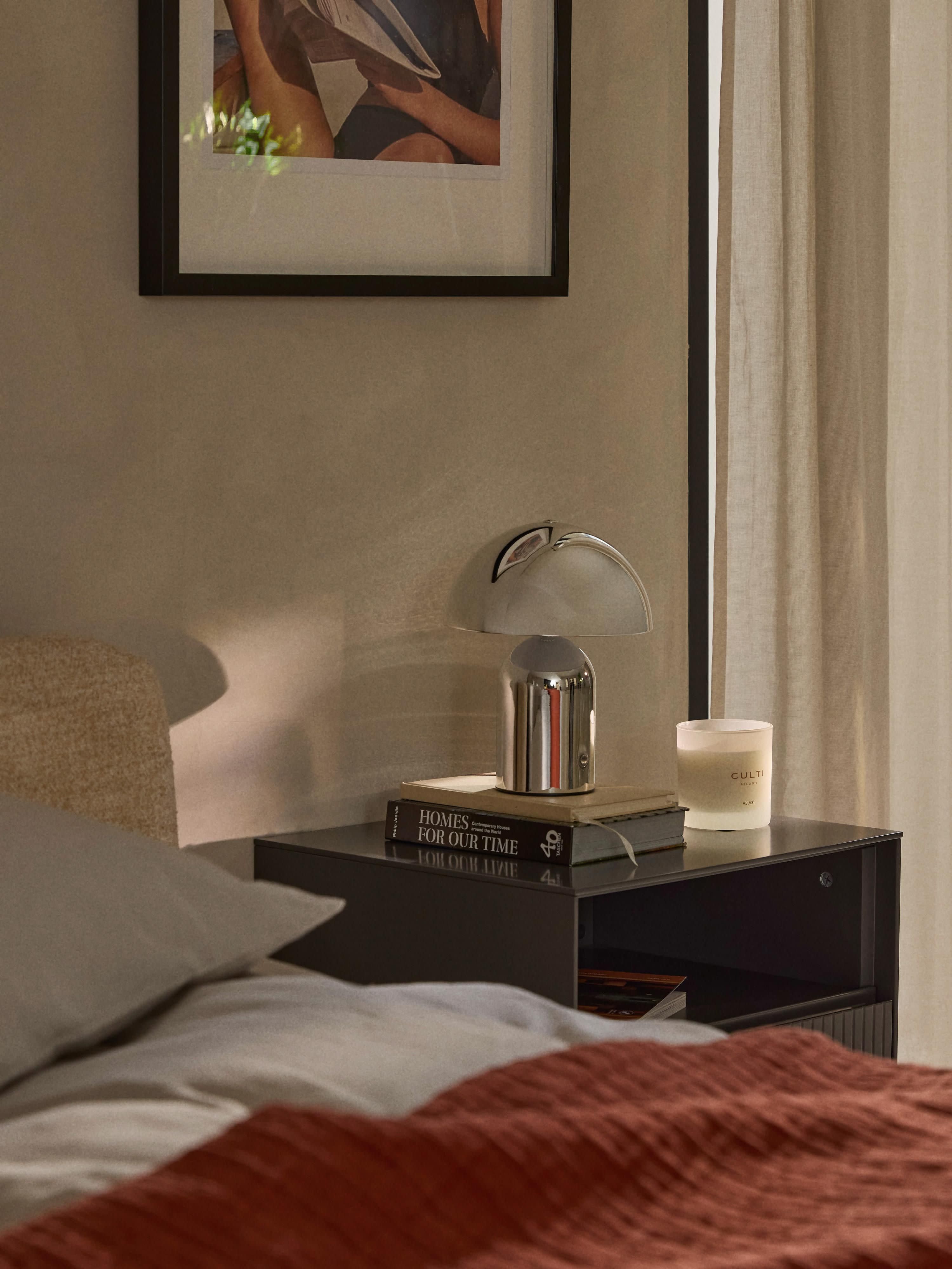 Petite lampe à poser LED mobile Elmo, intensité ajustable - Argenté, haute brillance