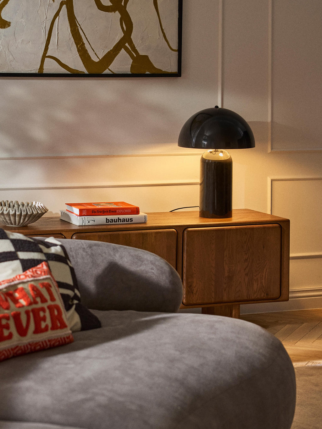 Petite lampe à poser rétro Elmo - Noir, haute brillance