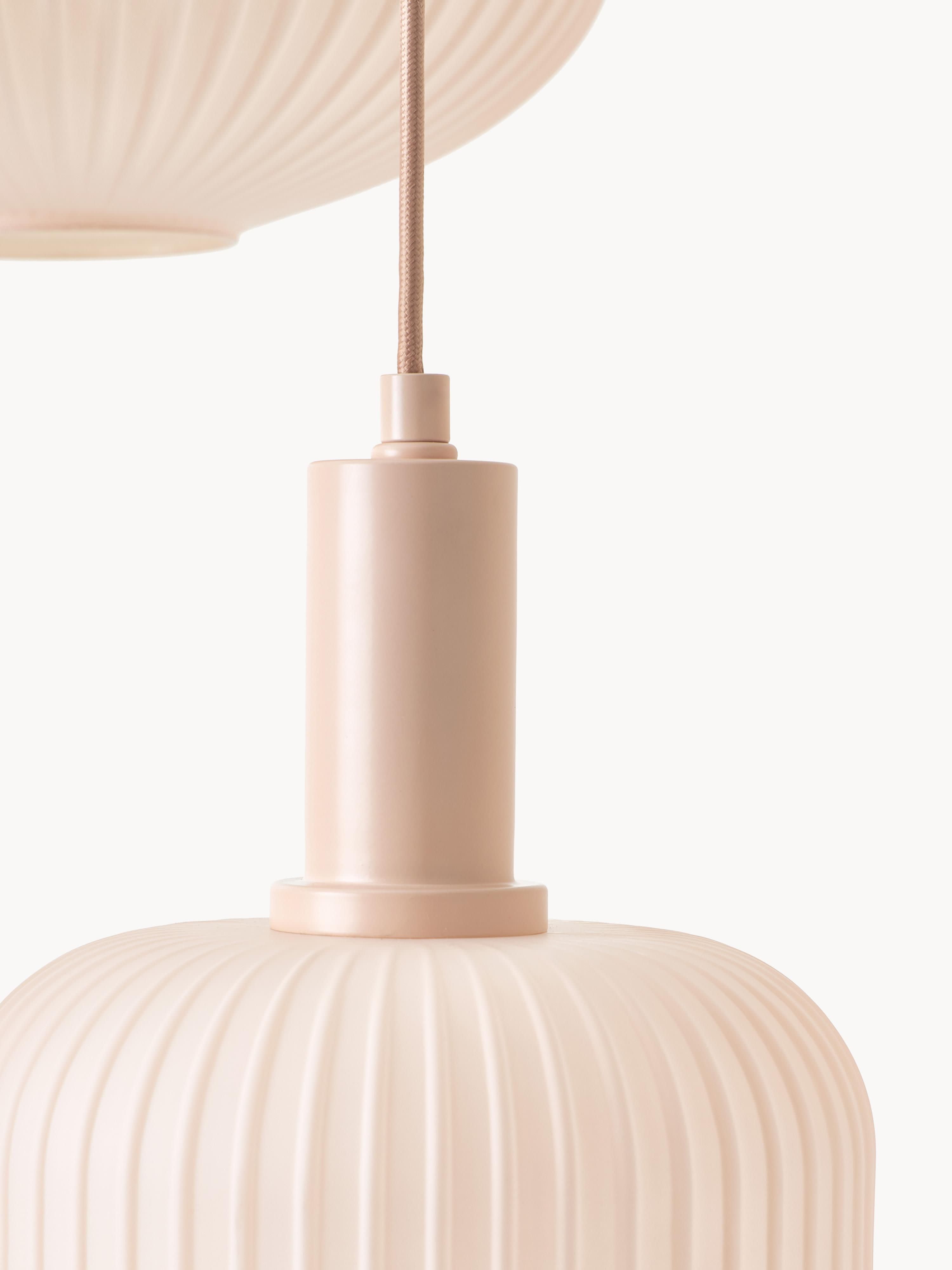 Suspension grappe en verre opalescent Elian - Rose, argenté