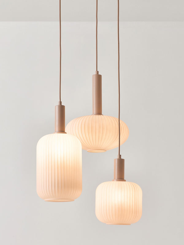Suspension grappe en verre opalescent Elian - Rose, argenté