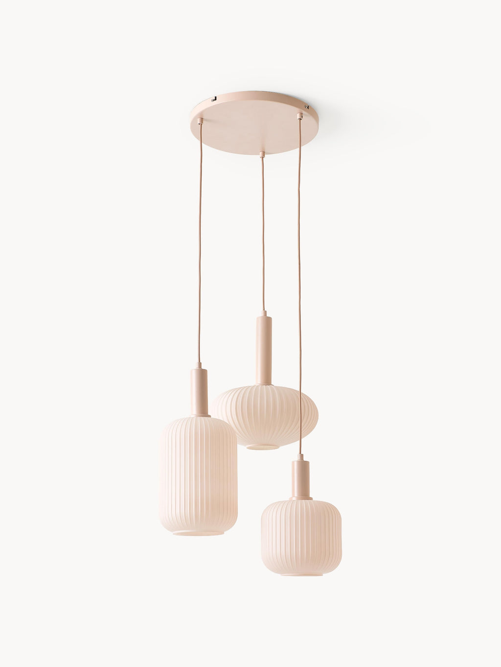 Suspension grappe en verre opalescent Elian - Rose, argenté