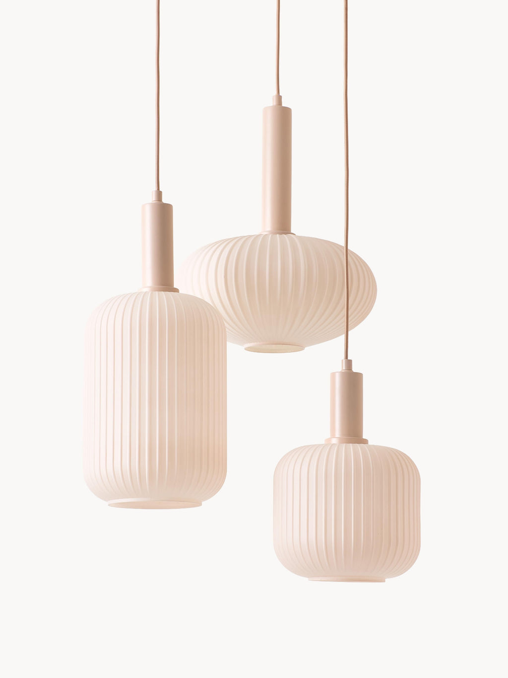 Suspension grappe en verre opalescent Elian - Rose, argenté