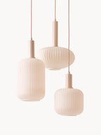 Suspension grappe en verre opalescent Elian - Rose, argenté