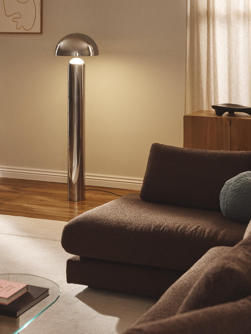 Lampadaire rétro Elmo - Gris chrome, haute brillance