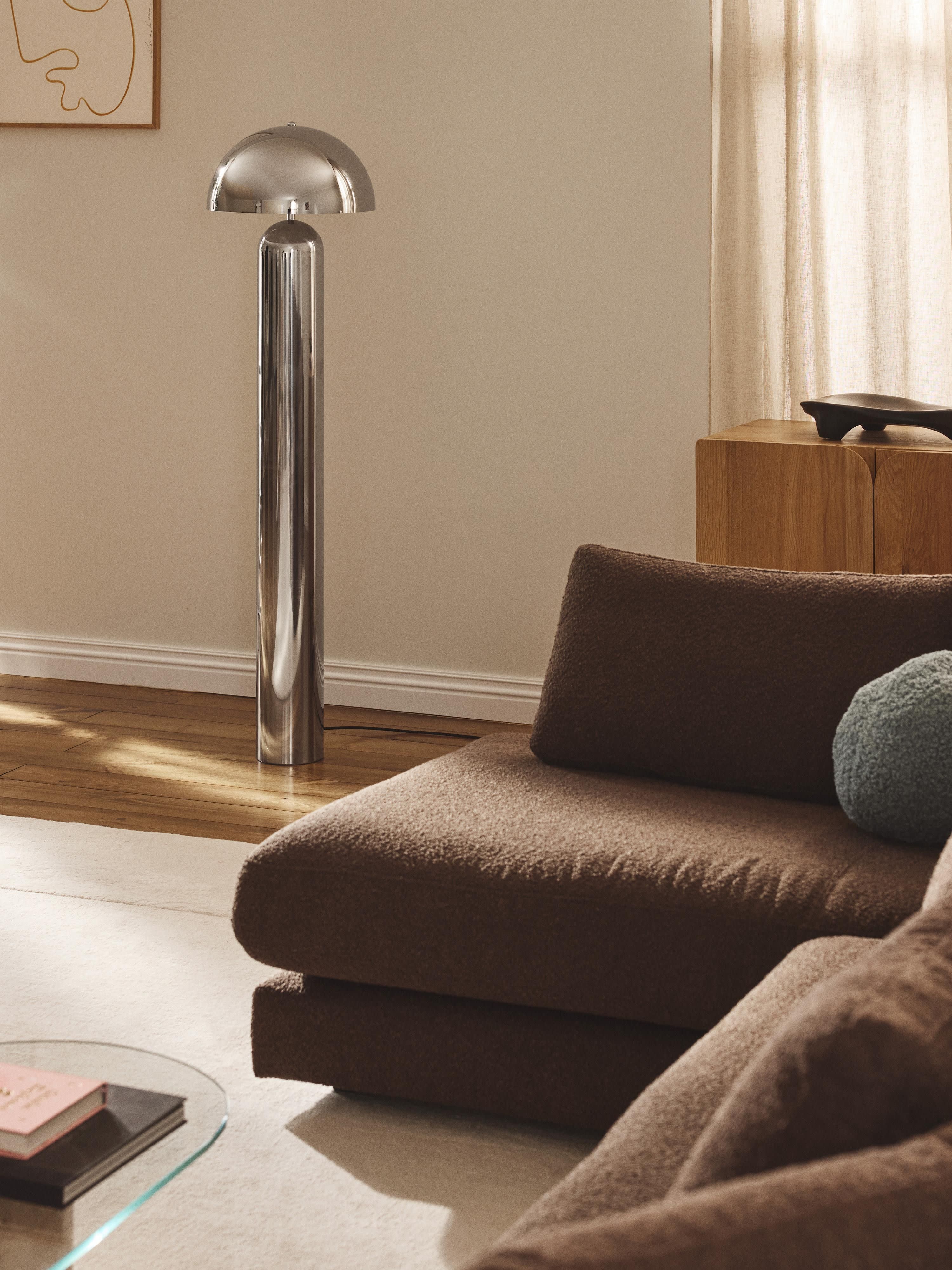 Lampadaire rétro Elmo - Gris chrome, haute brillance
