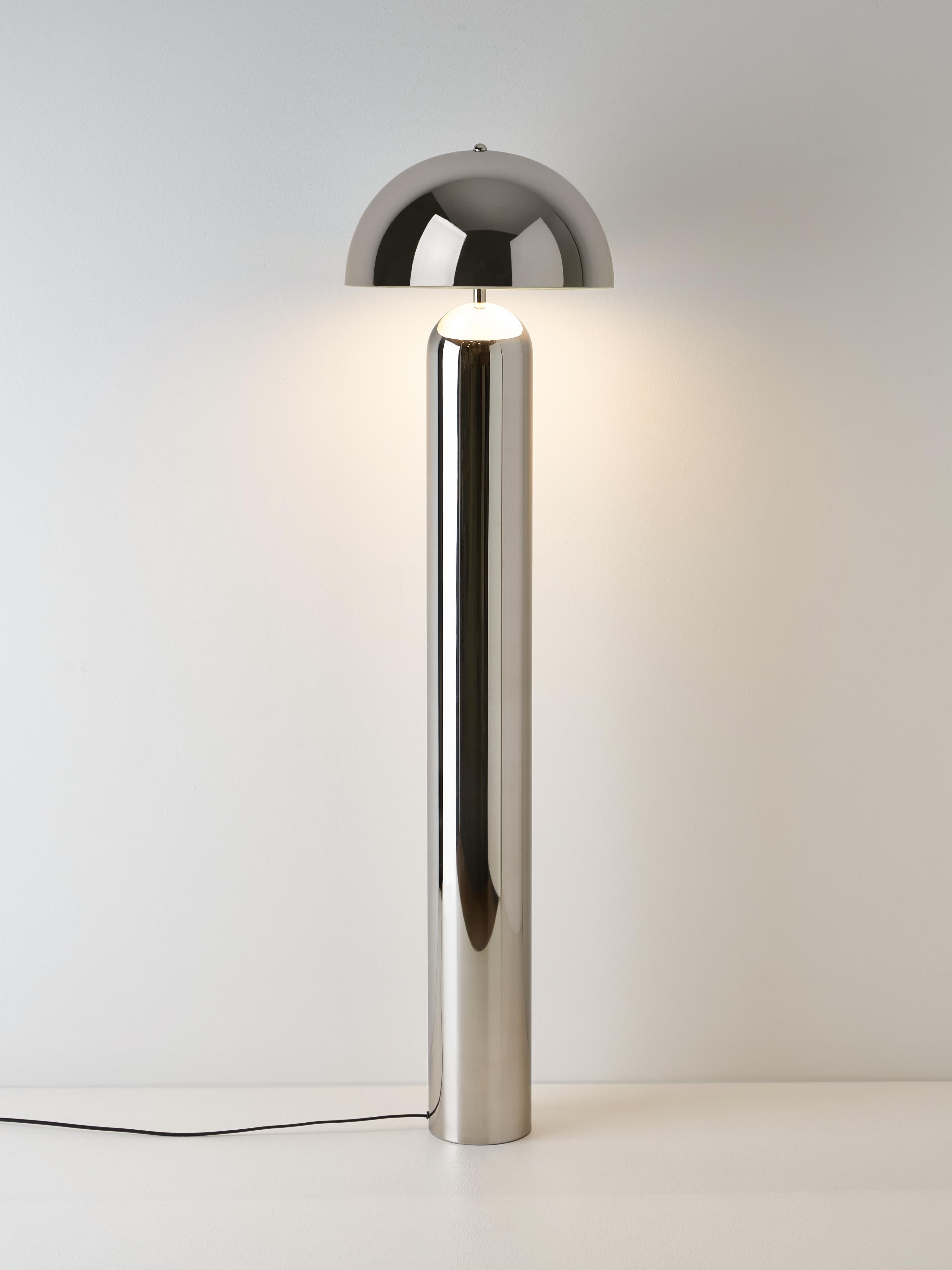 Lampadaire rétro Elmo - Gris chrome, haute brillance