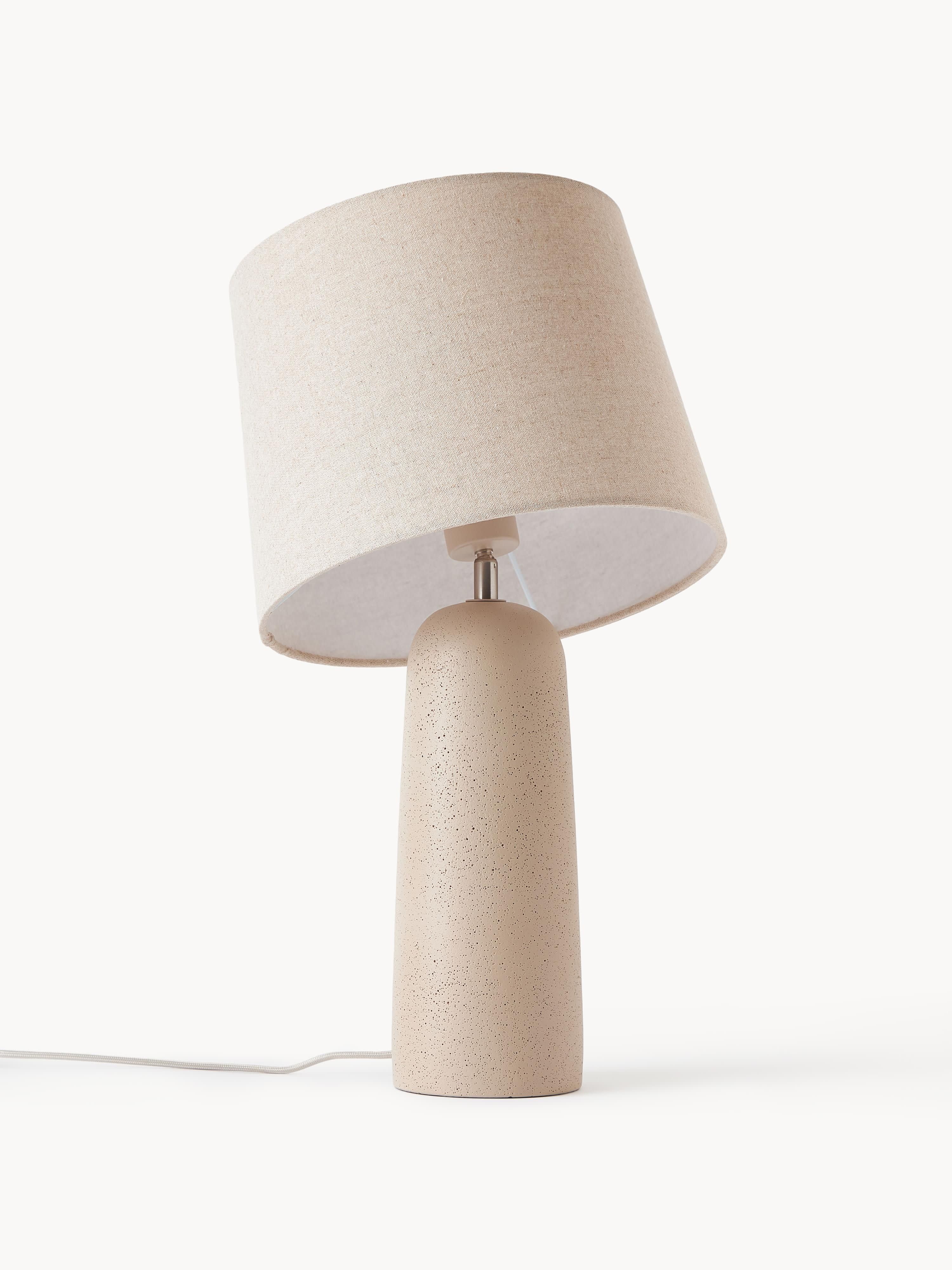 Grande lampe à poser en béton Braxton - Blanc crème, beige
