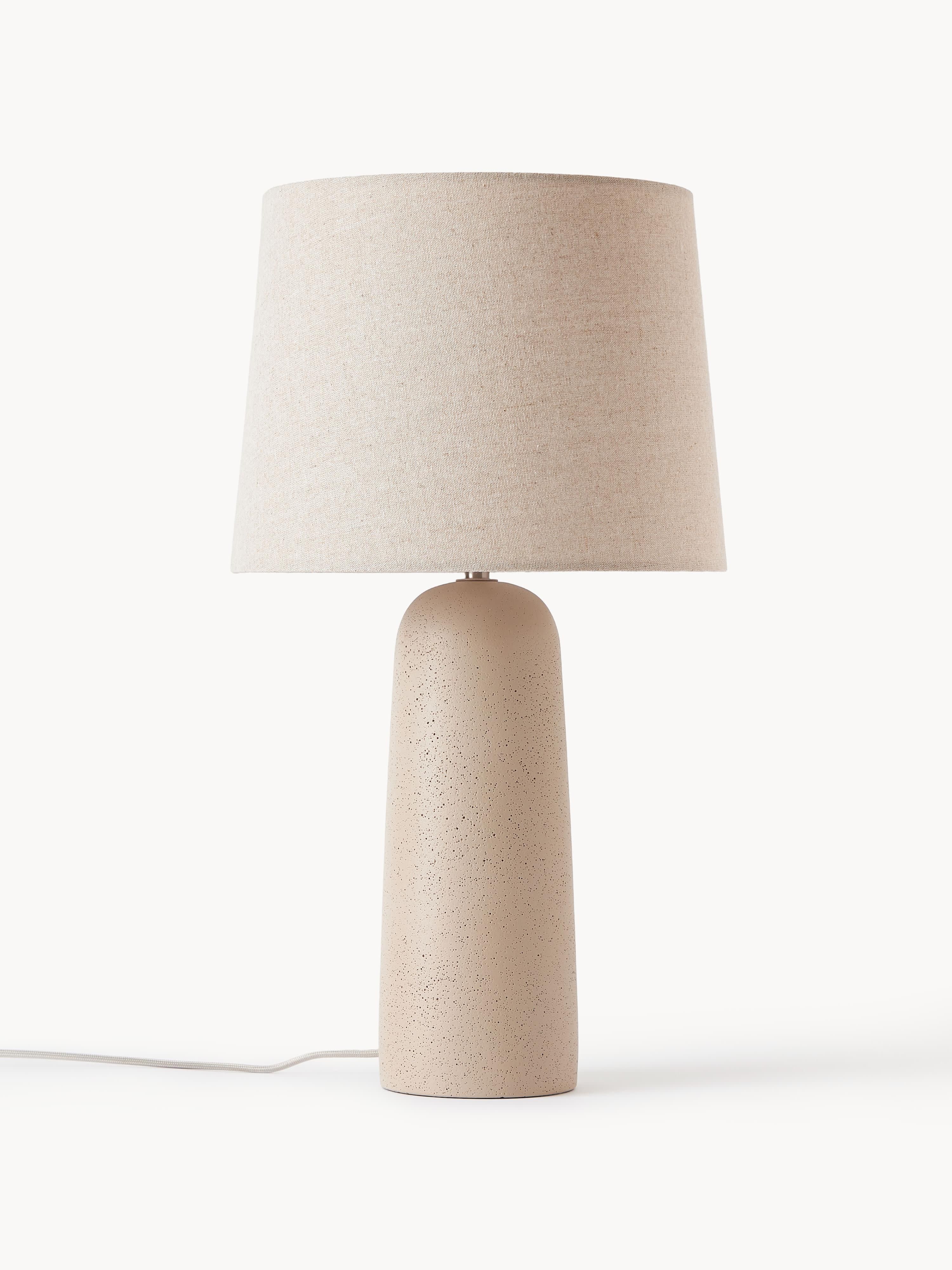 Grande lampe à poser en béton Braxton - Blanc crème, beige
