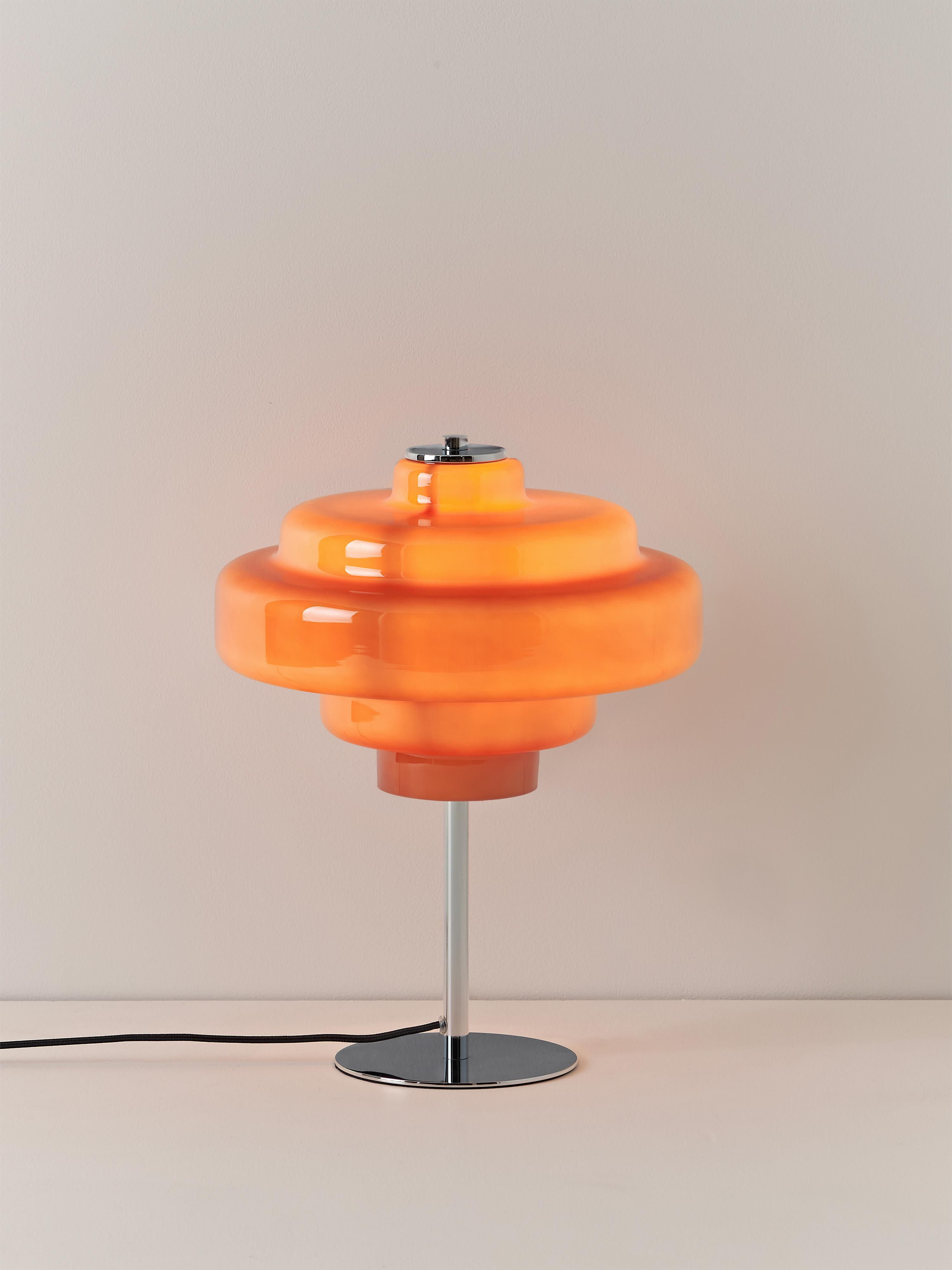 Lampe à poser en verre Oystein - Orange, argenté