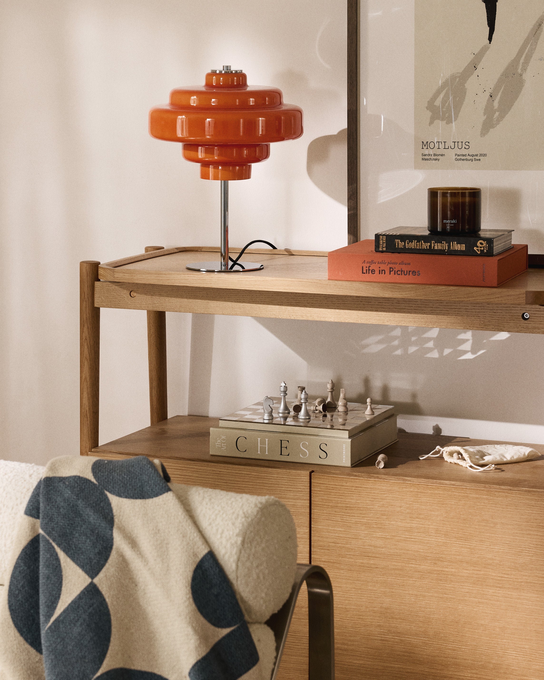 Lampe à poser en verre Oystein - Orange, argenté