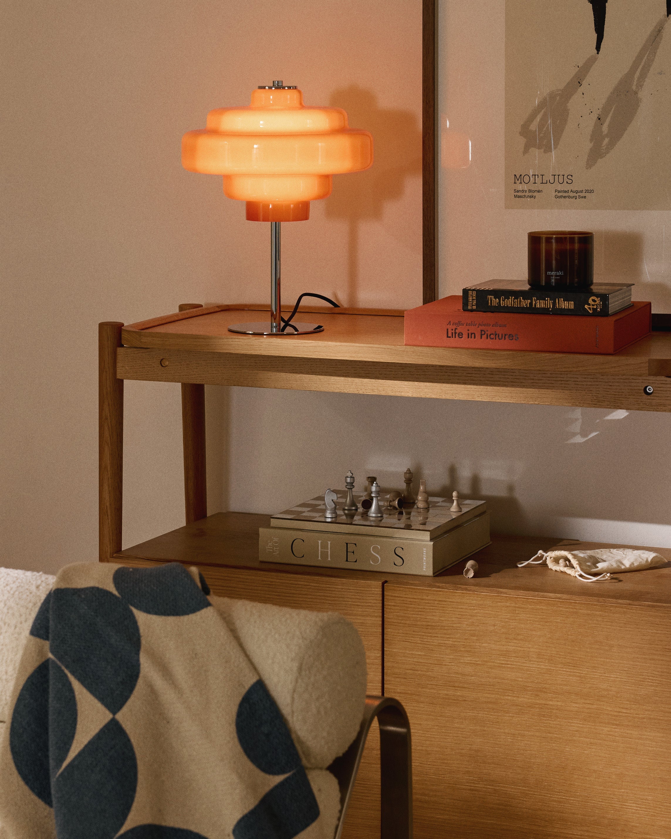 Lampe à poser en verre Oystein - Orange, argenté