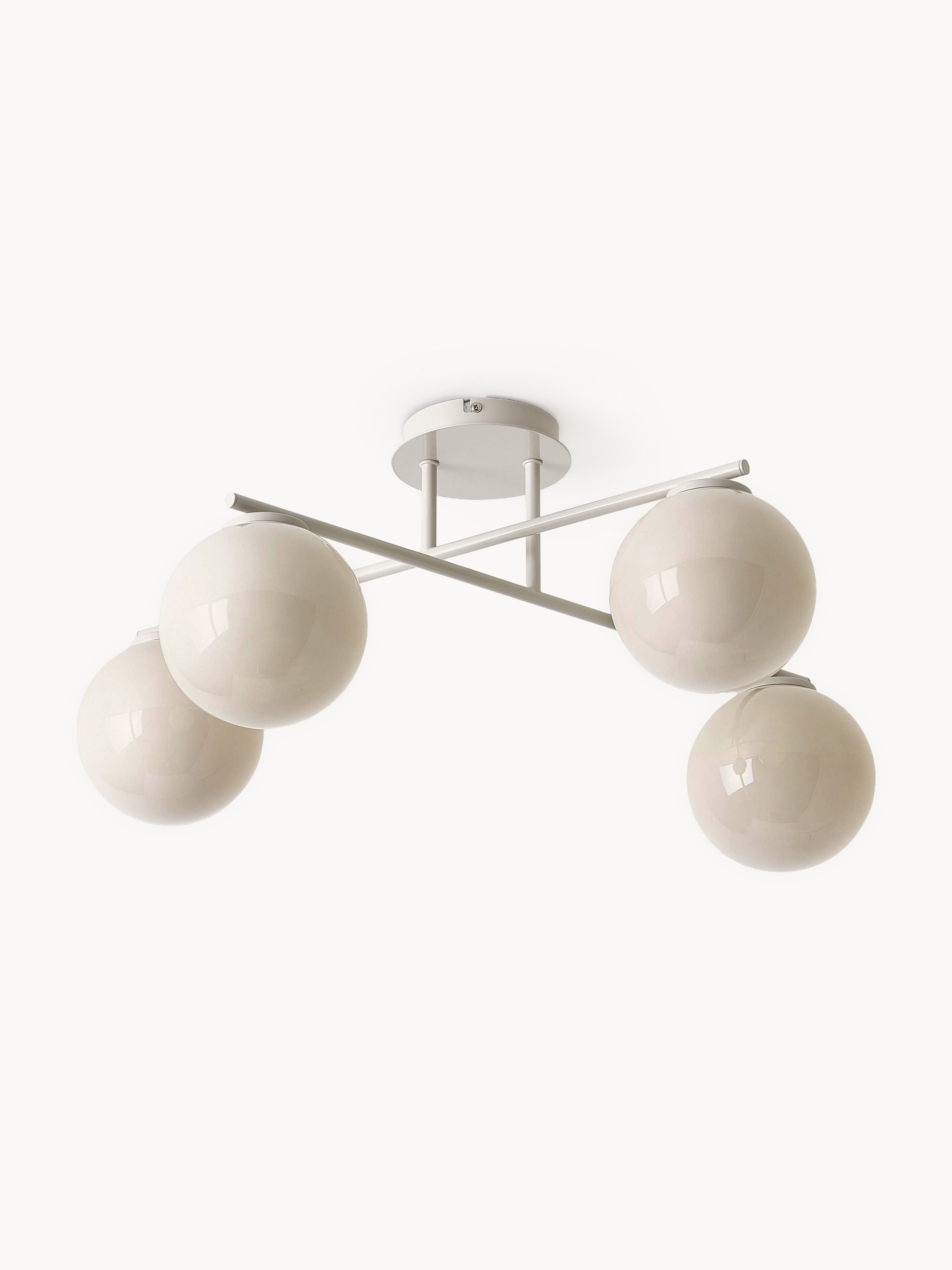 Plafonnier en verre opalescent Niilo - Blanc cassé, beige clair