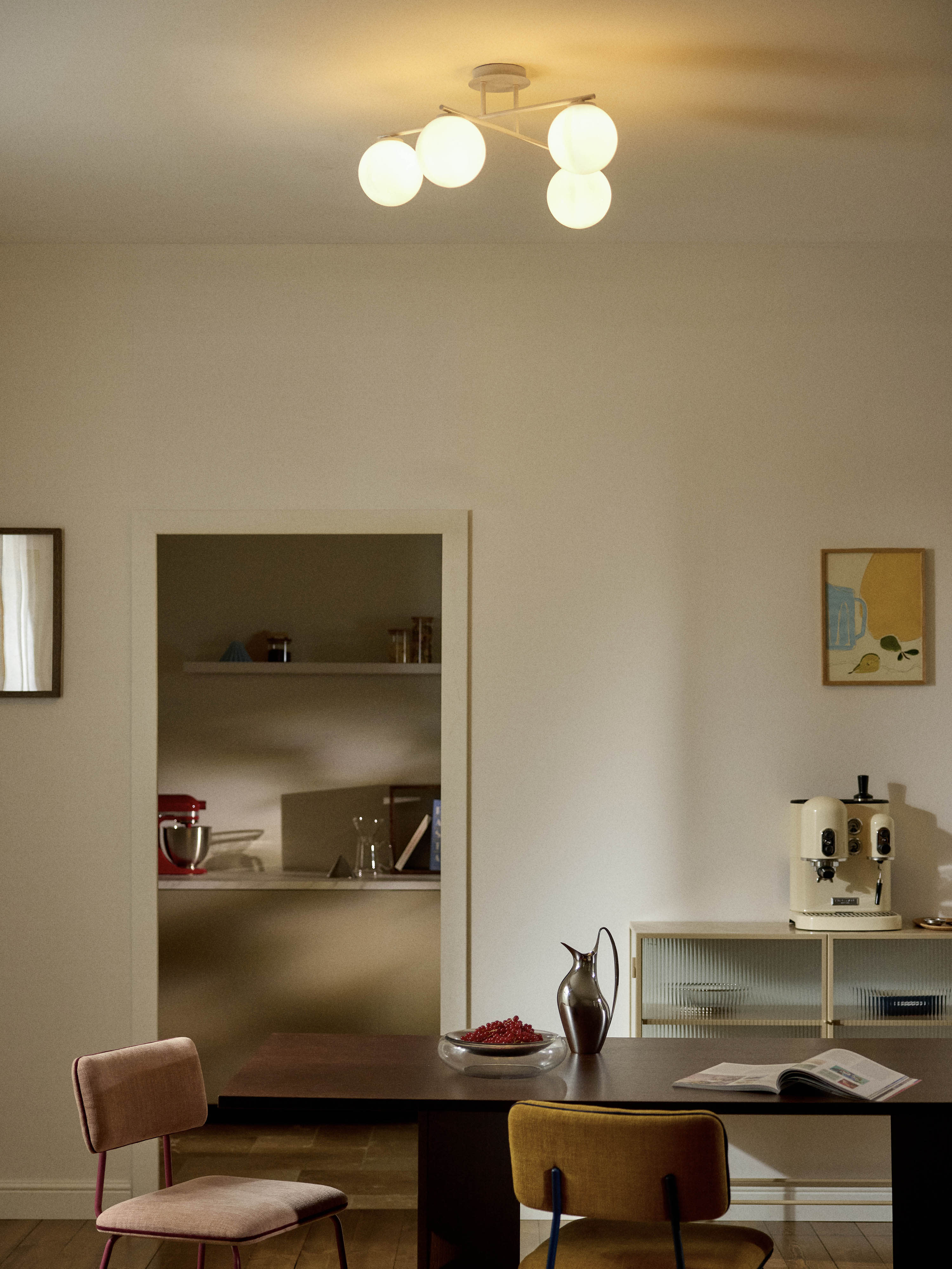 Plafonnier en verre opalescent Niilo - Blanc cassé, beige clair