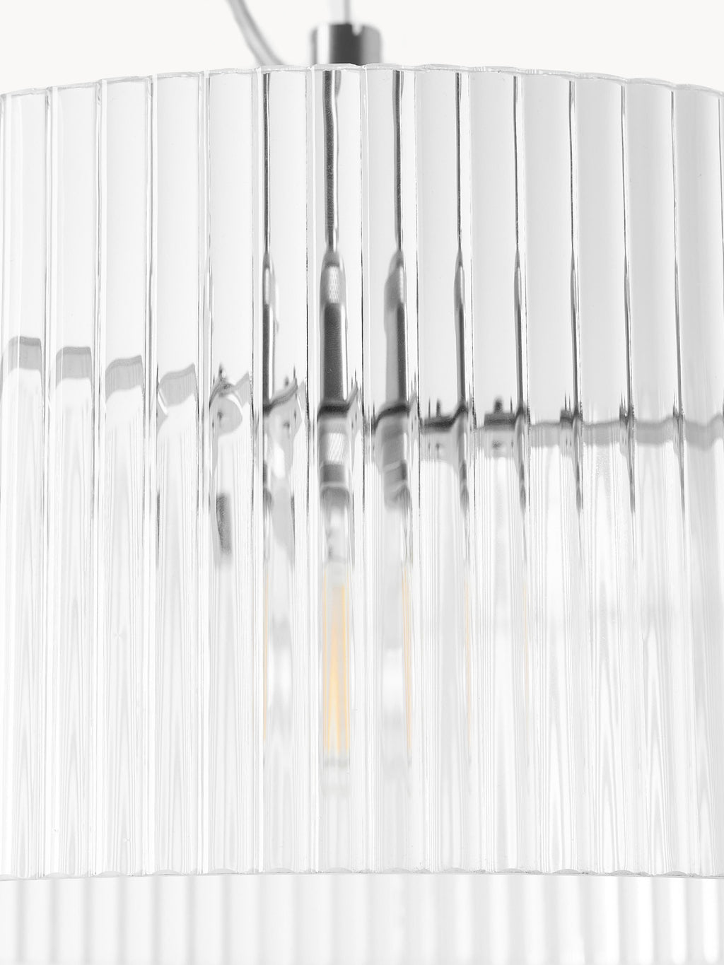 Suspension en verre strié Arnlaug - Gris chrome, transparent