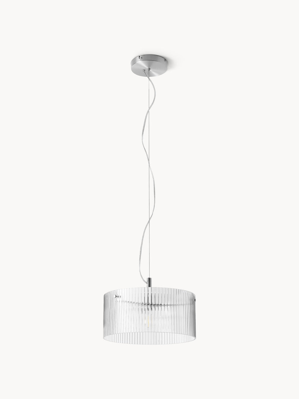 Suspension en verre strié Arnlaug - Gris chrome, transparent