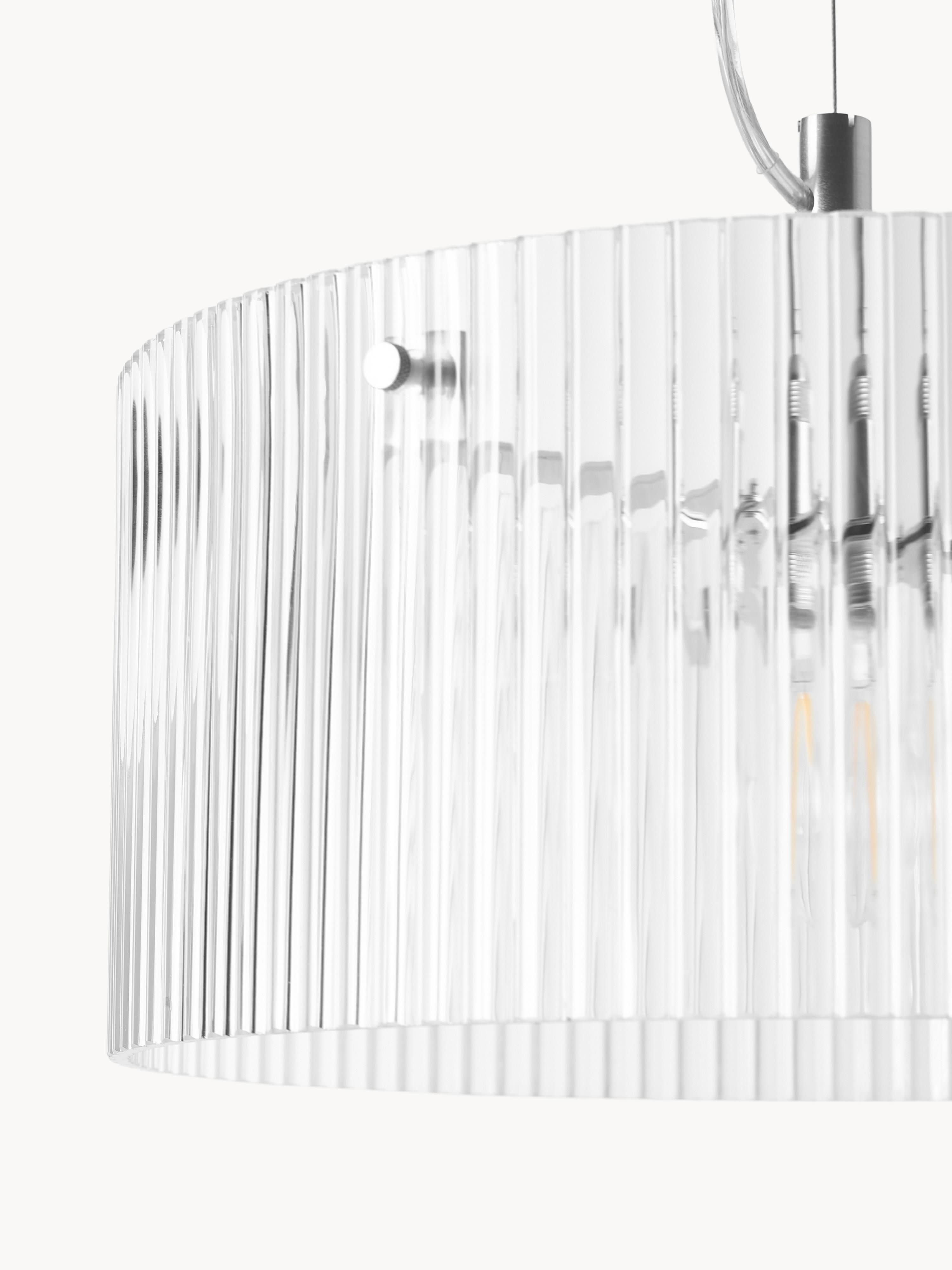 Suspension en verre strié Arnlaug - Gris chrome, transparent