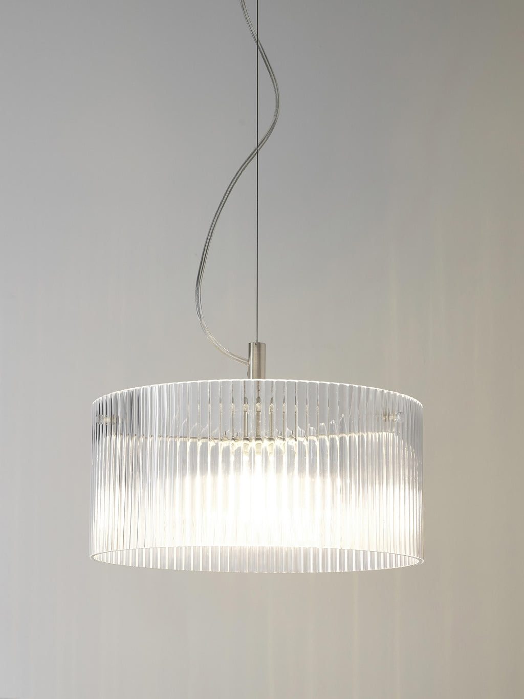 Suspension en verre strié Arnlaug - Gris chrome, transparent