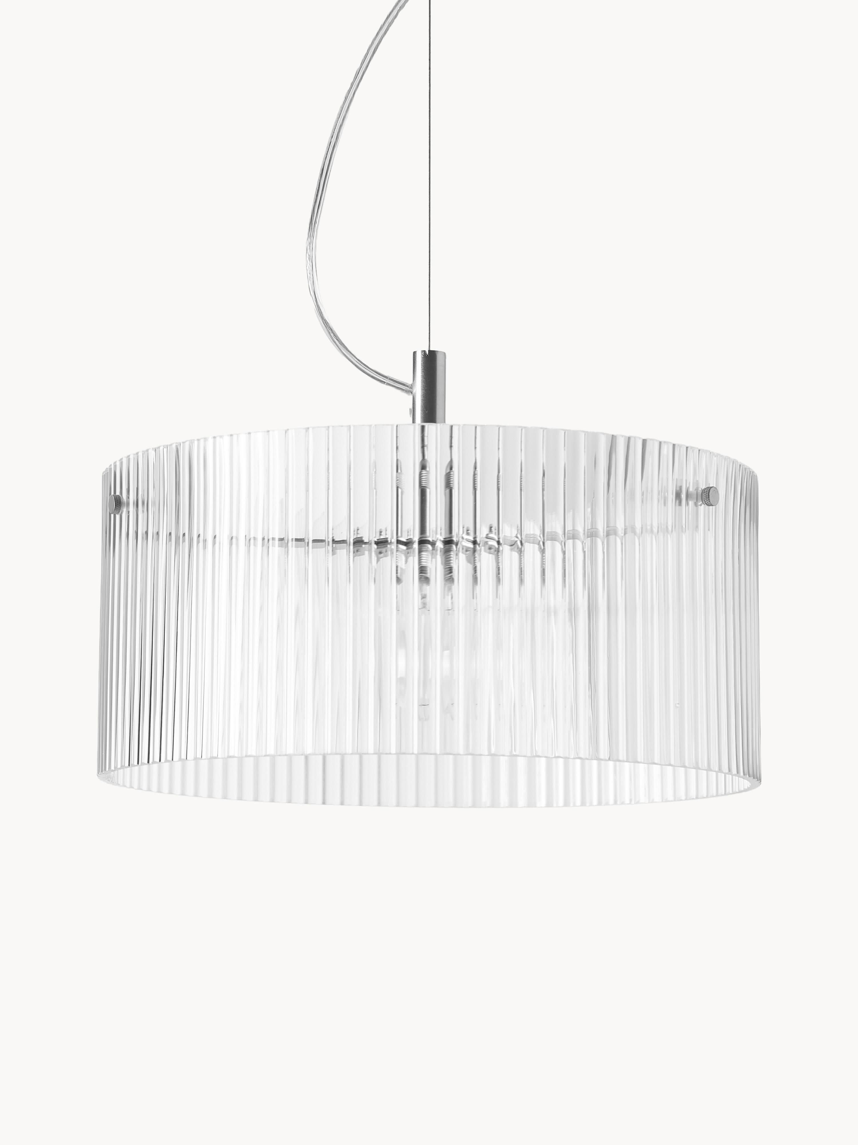 Suspension en verre strié Arnlaug - Gris chrome, transparent