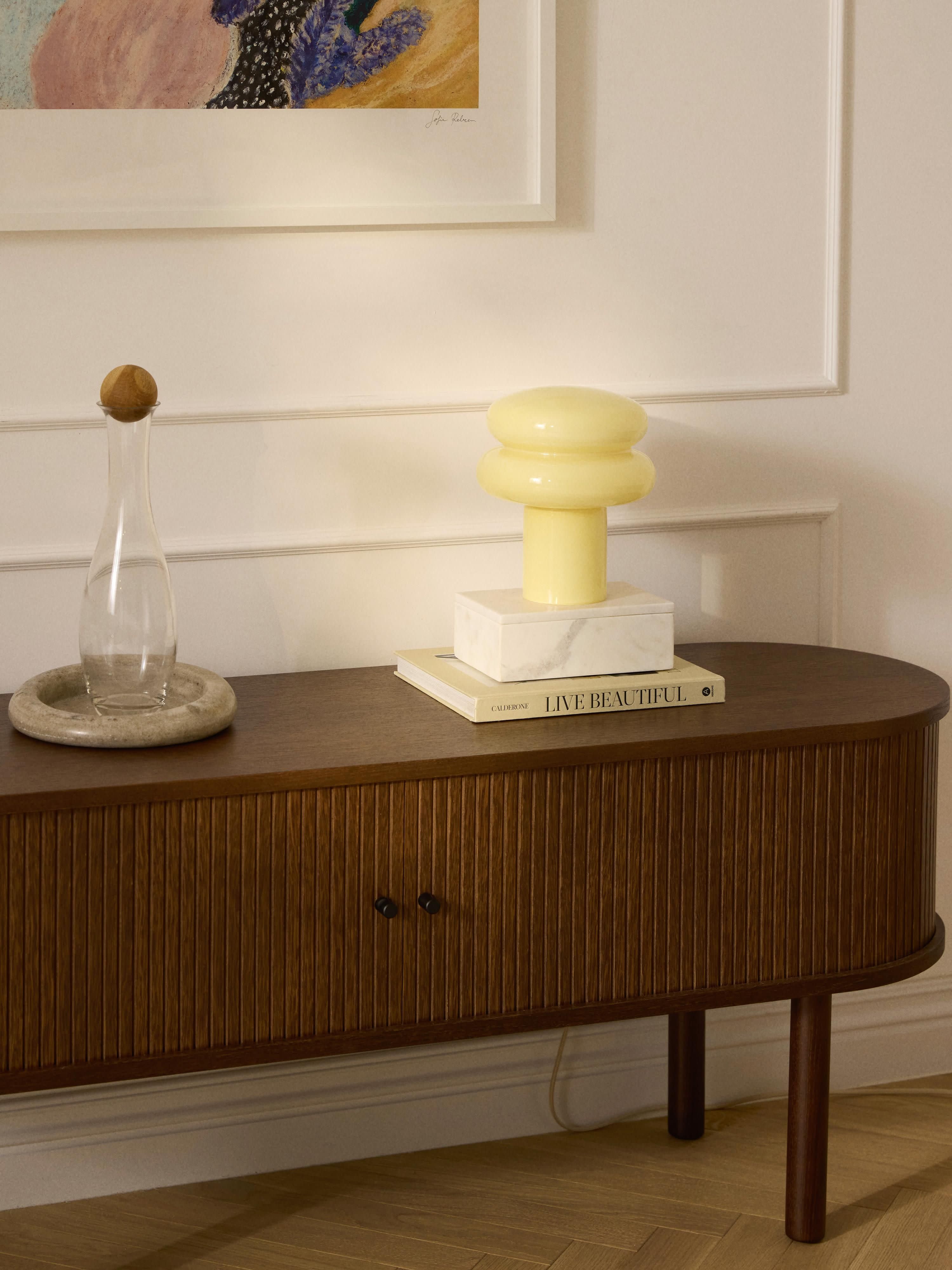 Petite lampe à poser en verre opalescent Hewitt - Jaune pâle