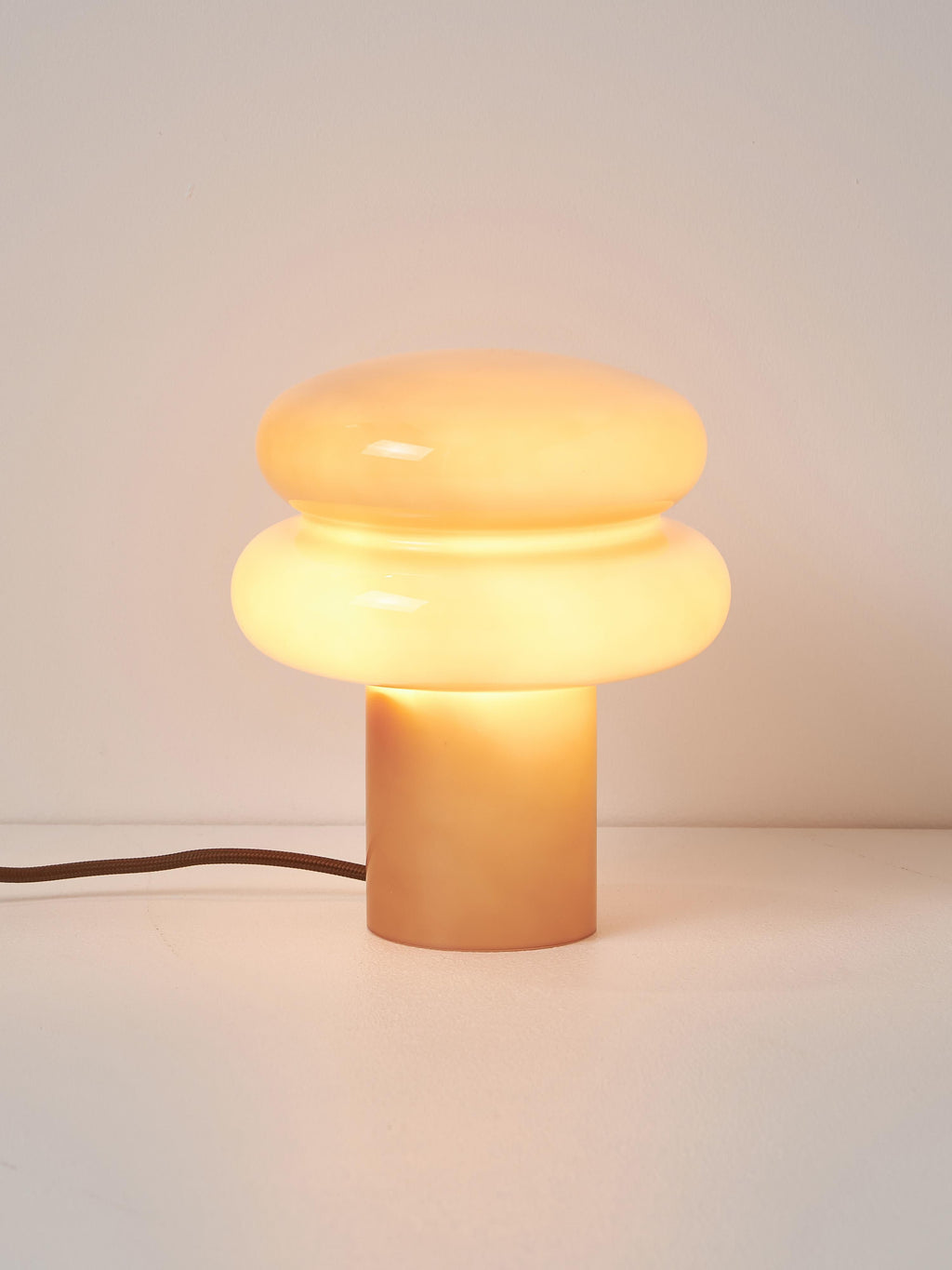 Petite lampe à poser en verre opalescent Hewitt - Vieux rose
