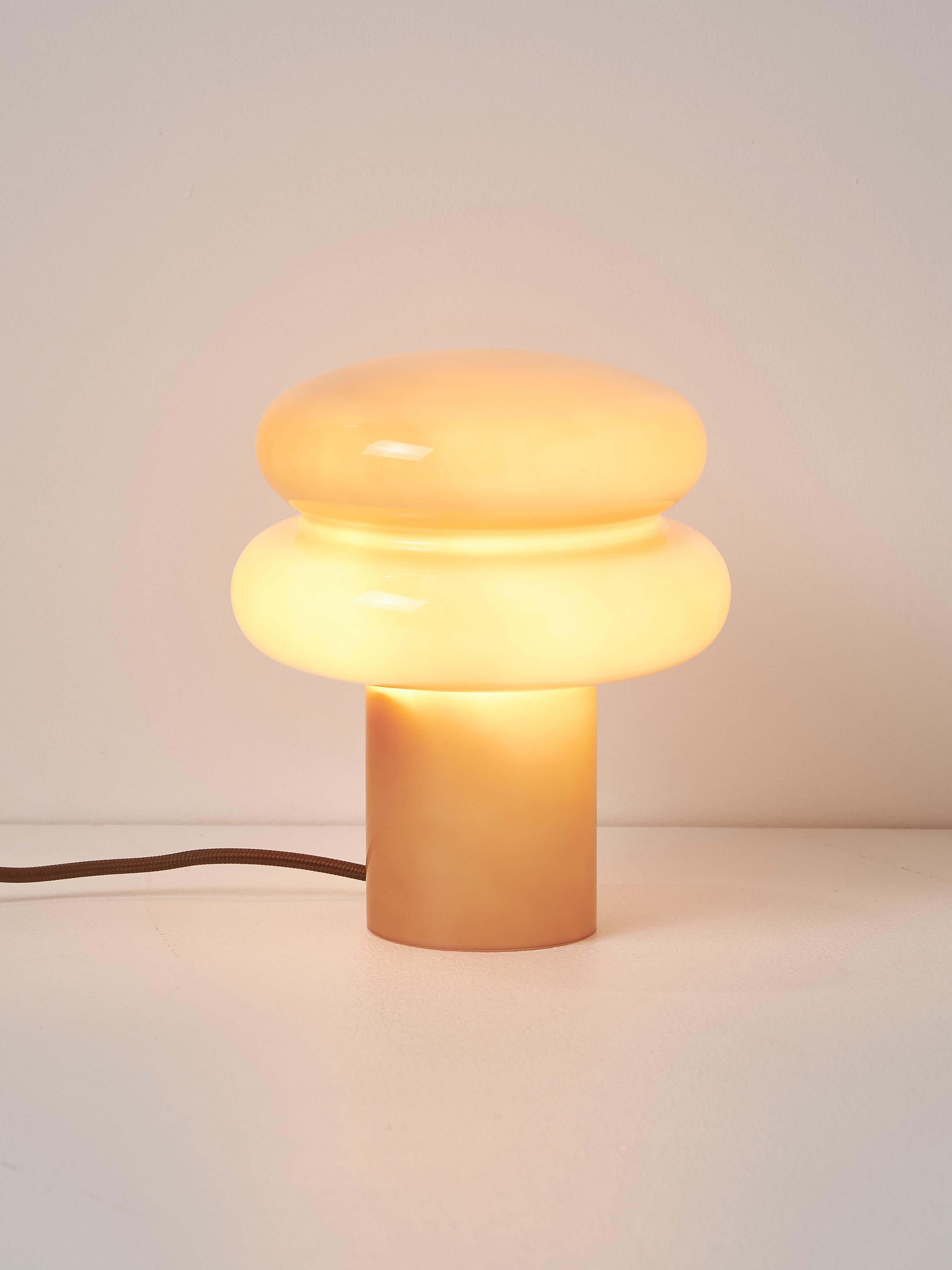 Petite lampe à poser en verre opalescent Hewitt - Vieux rose