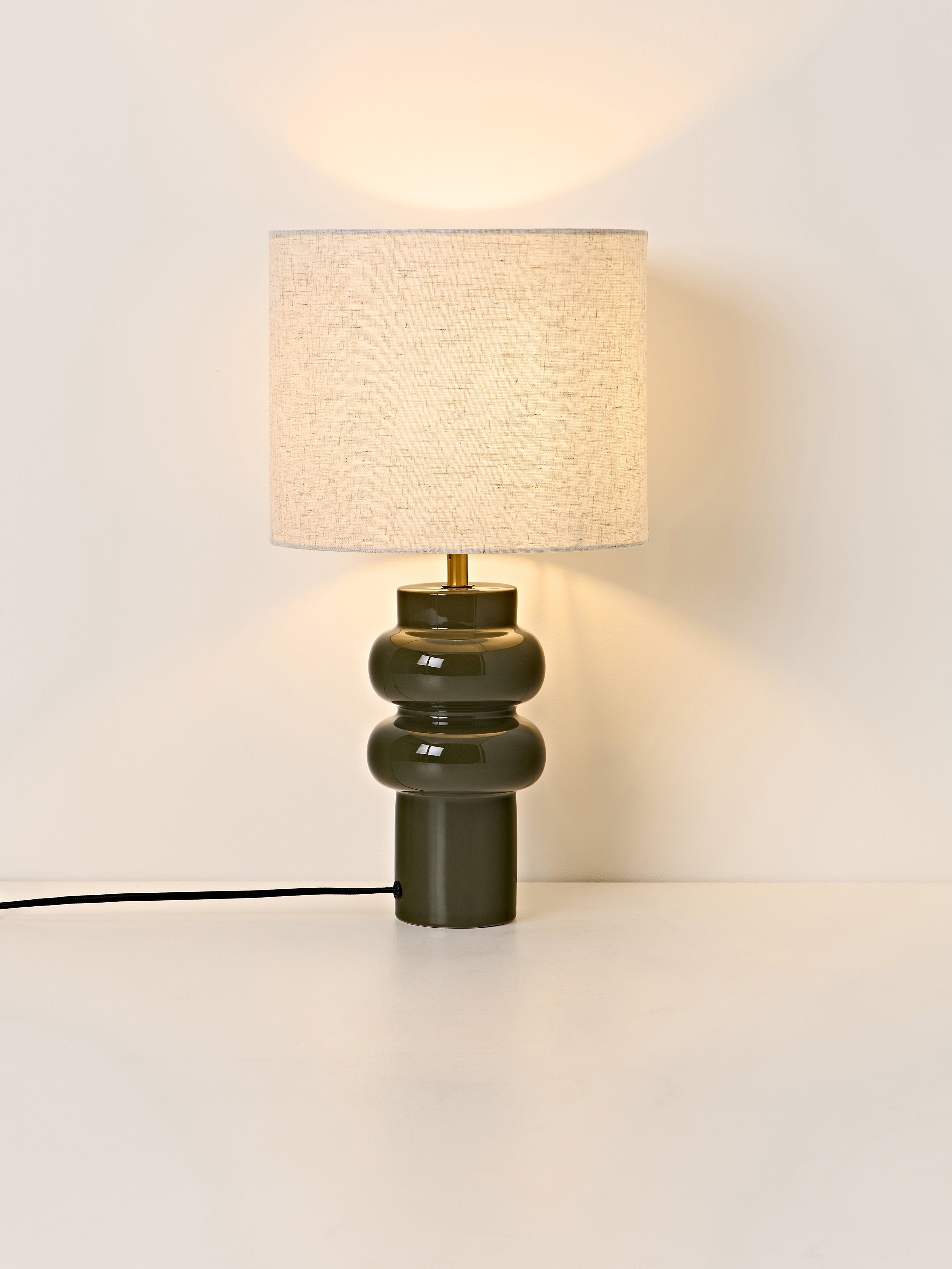 Grande lampe à poser en céramique Vaino - Beige clair, vert