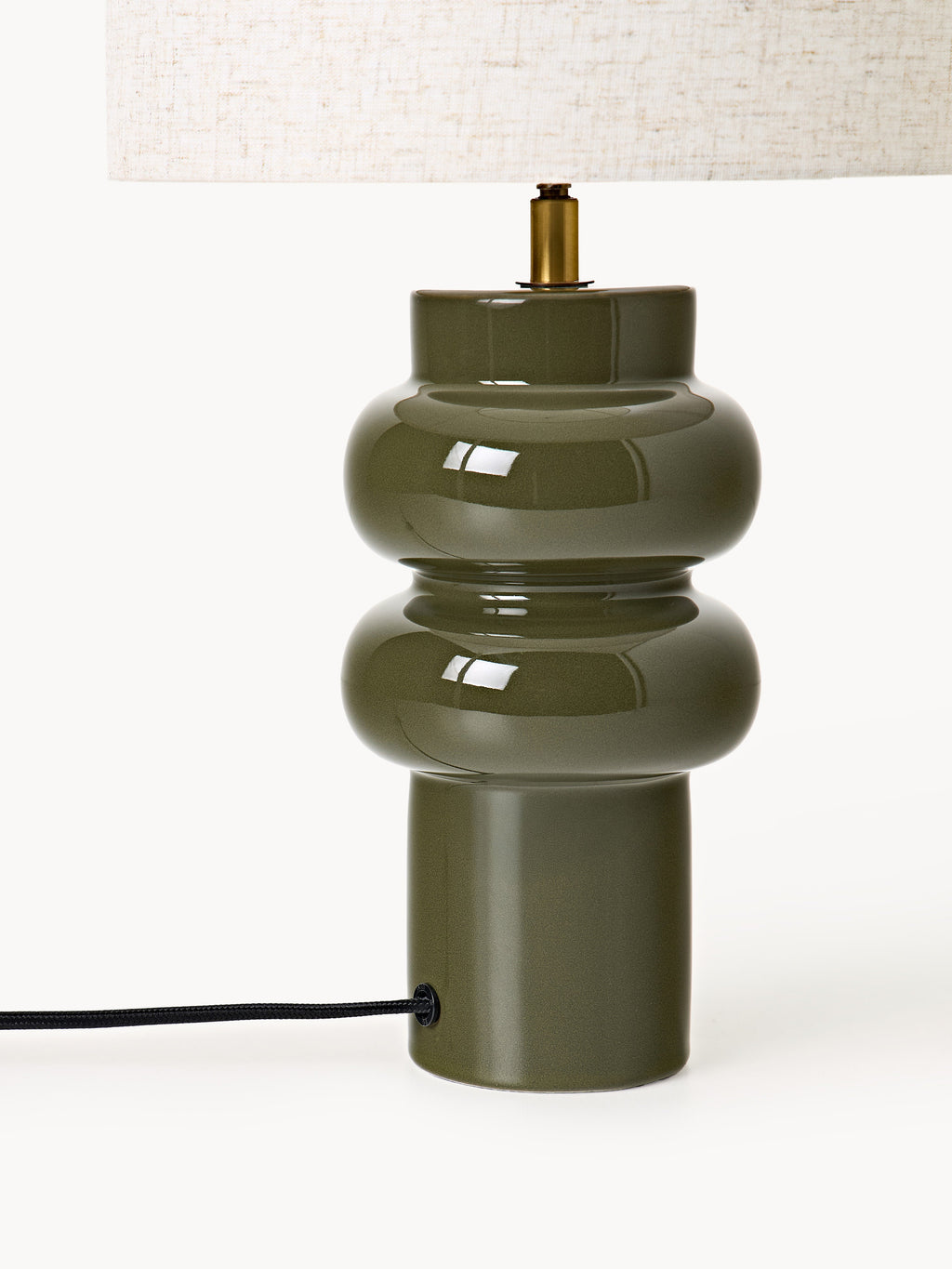 Grande lampe à poser en céramique Vaino - Beige clair, vert