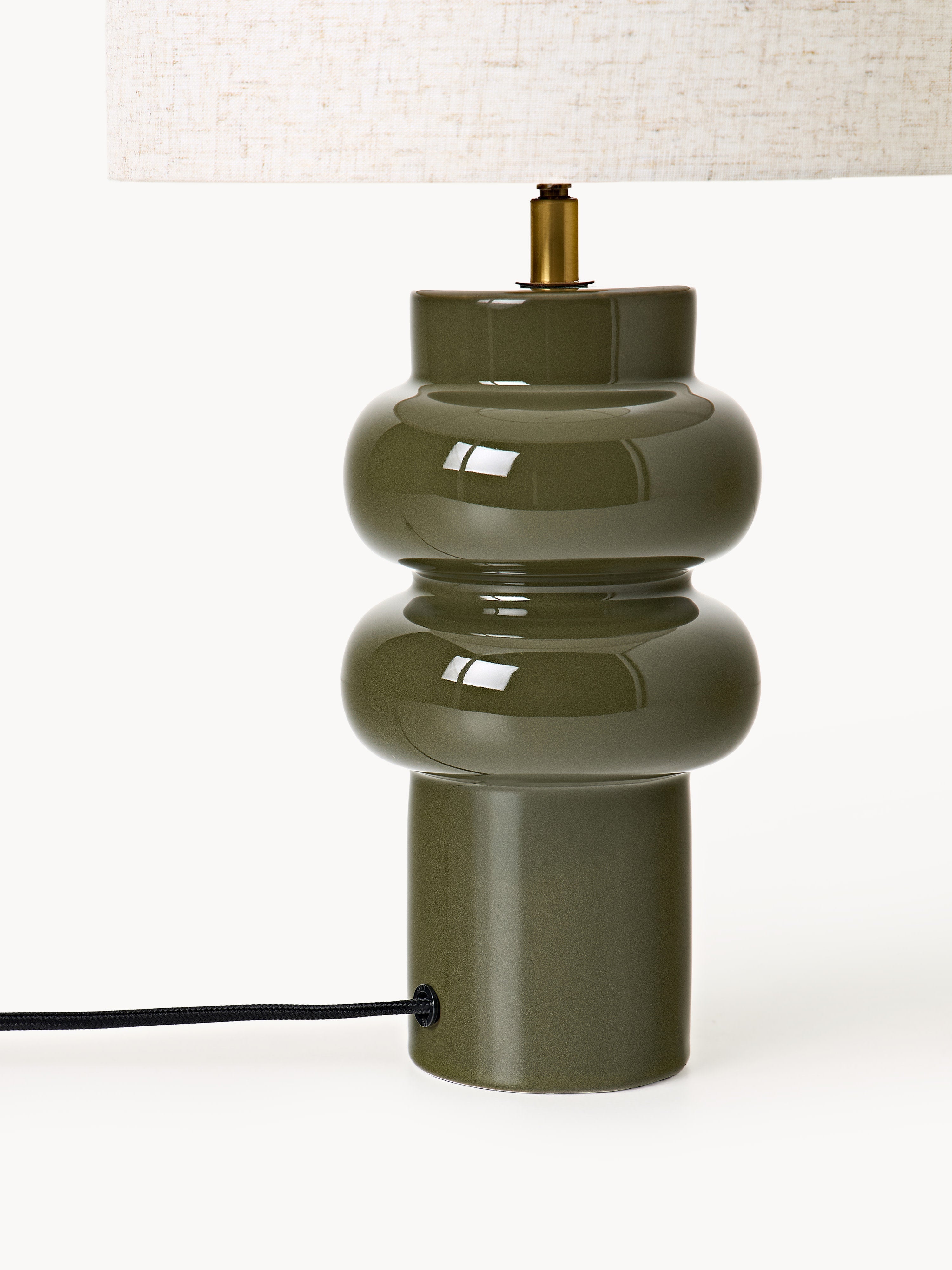 Grande lampe à poser en céramique Vaino - Beige clair, vert