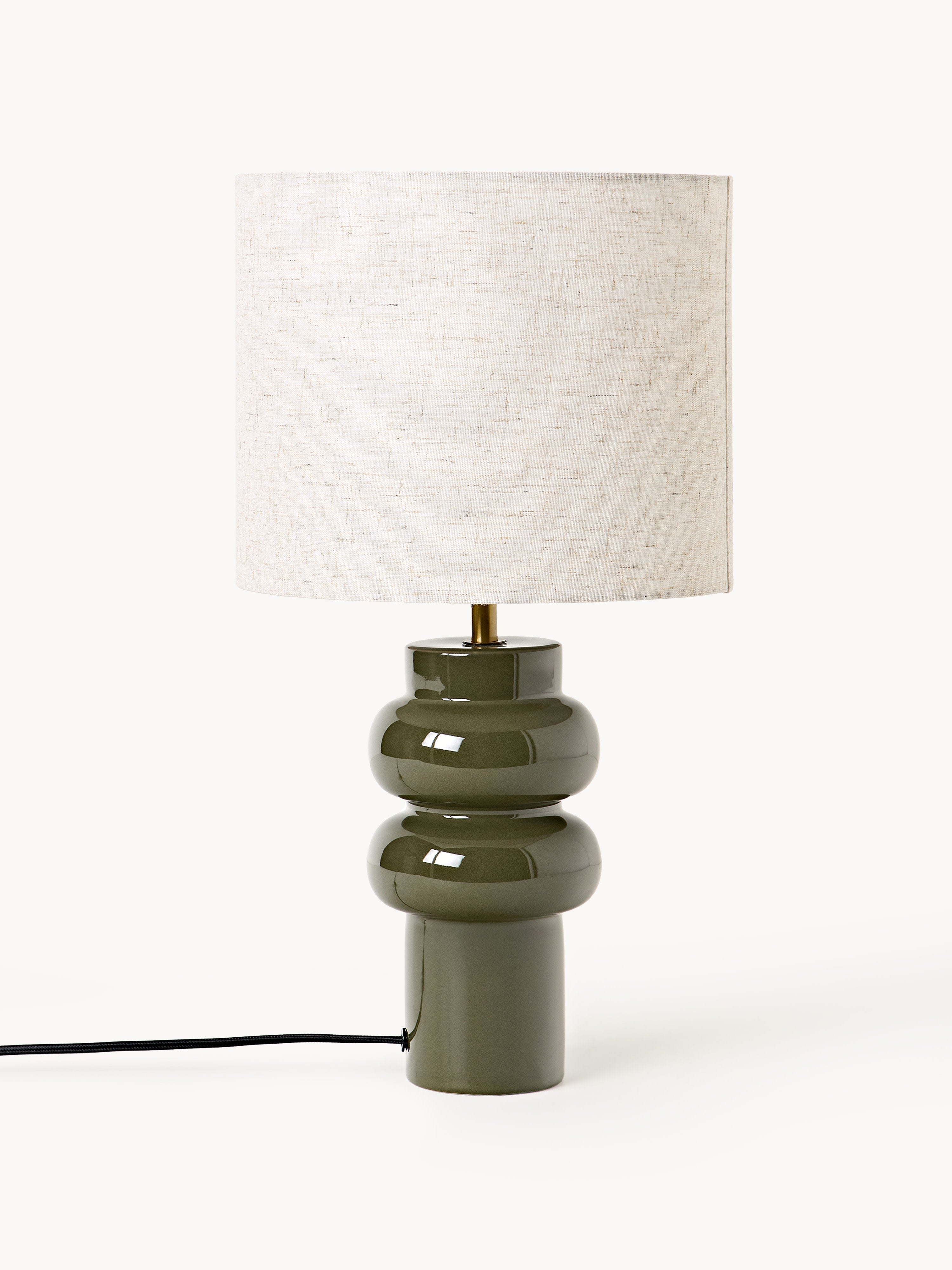 Grande lampe à poser en céramique Vaino - Beige clair, vert