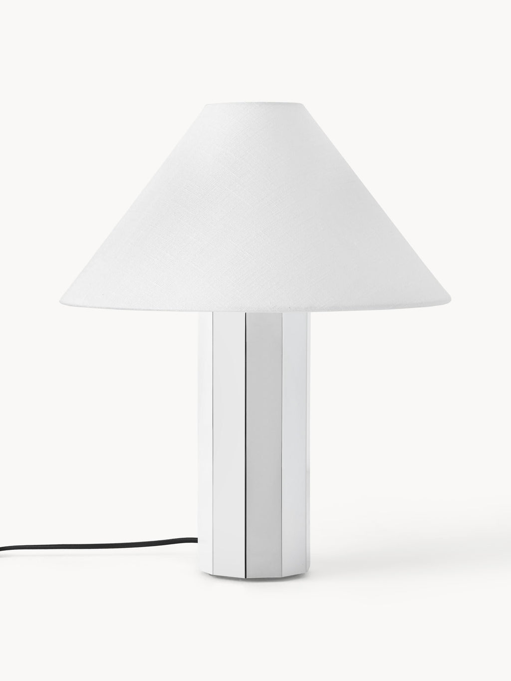 Grande lampe à poser avec pied en métal Edric - Argenté, blanc